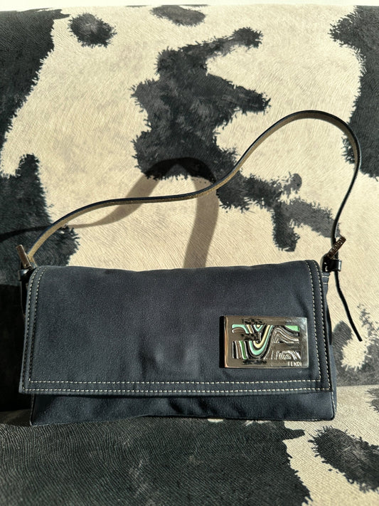 Vintage Fendi Denim Navy Baguette Shoulder Bag - Thanks it's Vintage