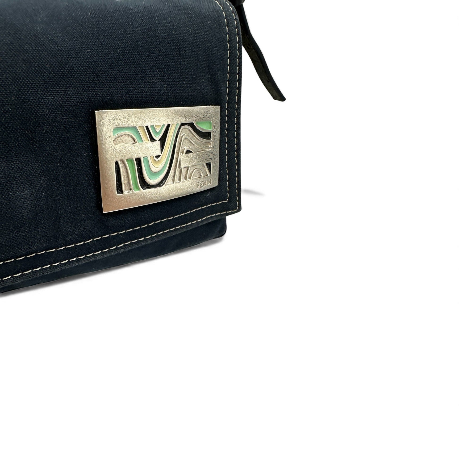 Vintage Fendi Denim Navy Baguette Shoulder Bag - Thanks it's Vintage