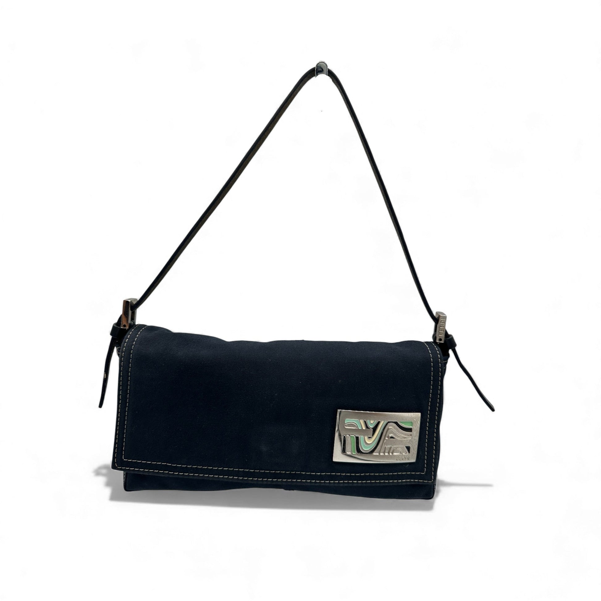 Vintage Fendi Denim Navy Baguette Shoulder Bag - Thanks it's Vintage