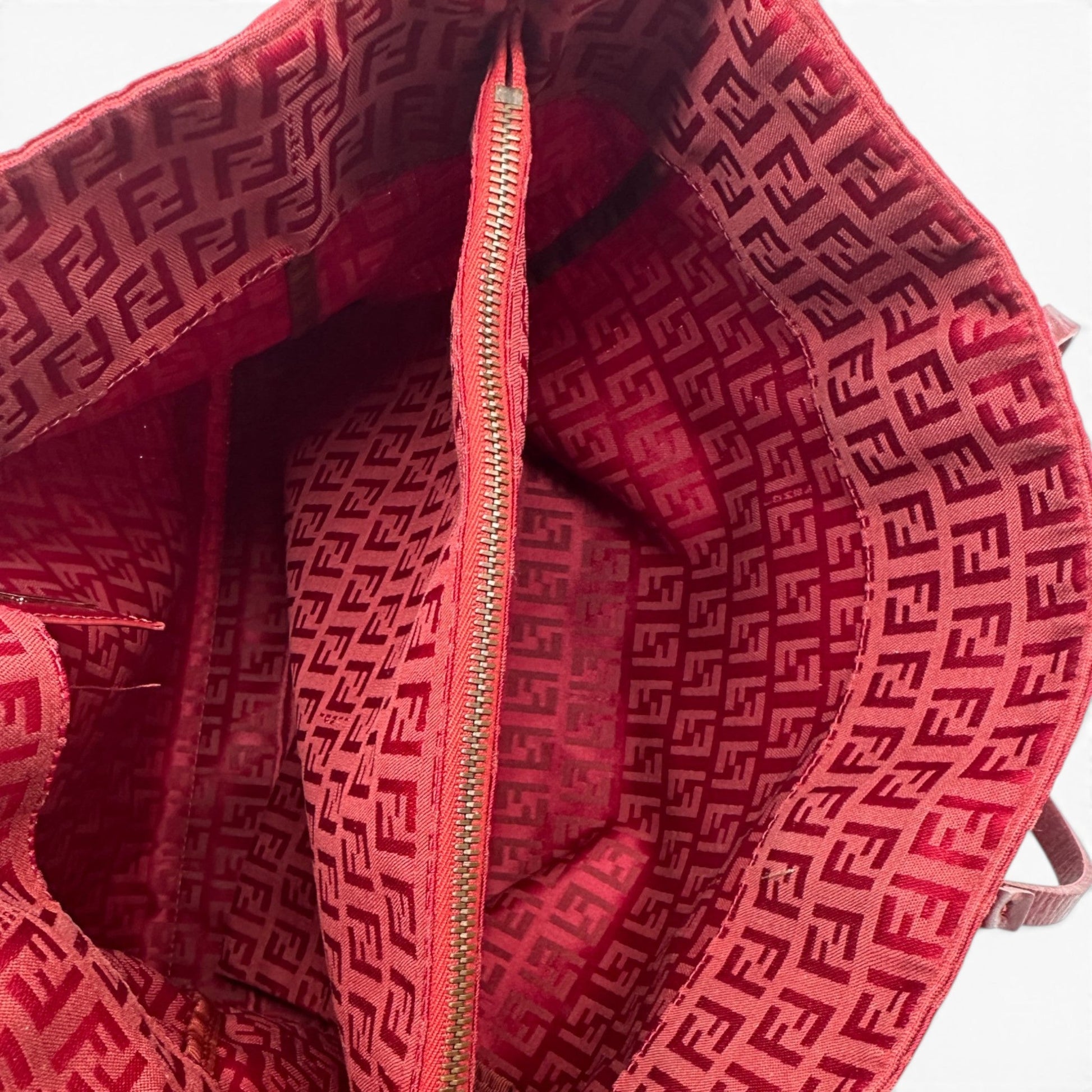 Vintage Fendi Red Zucchino Tote Shoulder Bag - Thanks it's Vintage