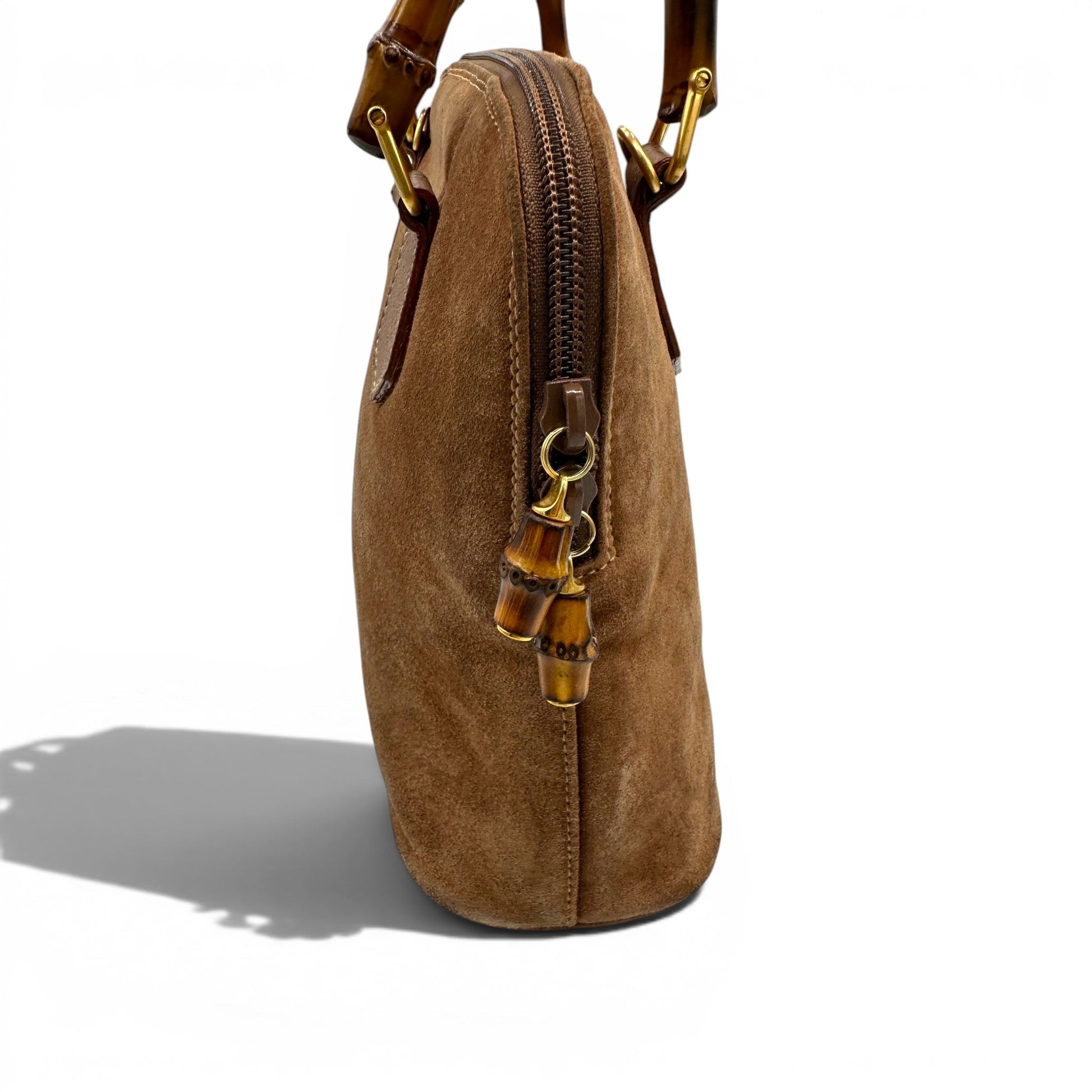 Vintage Gucci 000817 Bamboo Brown Nubuck Leather Handbag - Thanks it's Vintage