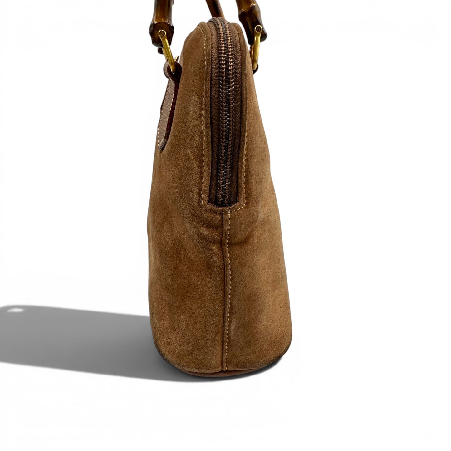Vintage Gucci 000817 Bamboo Brown Nubuck Leather Handbag - Thanks it's Vintage