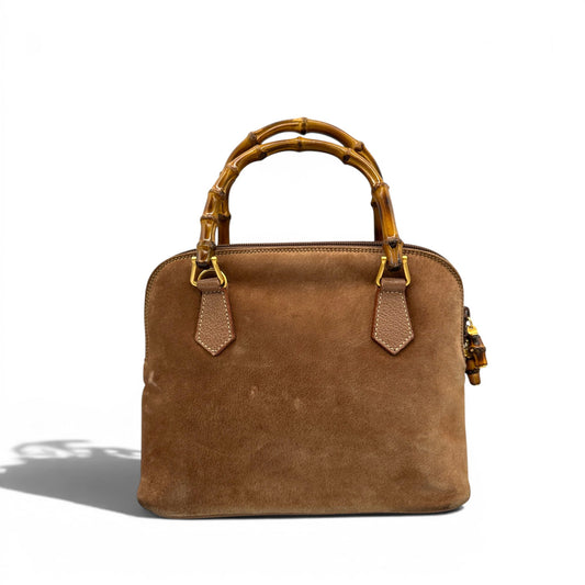 Vintage Gucci 000817 Bamboo Brown Nubuck Leather Handbag - Thanks it's Vintage