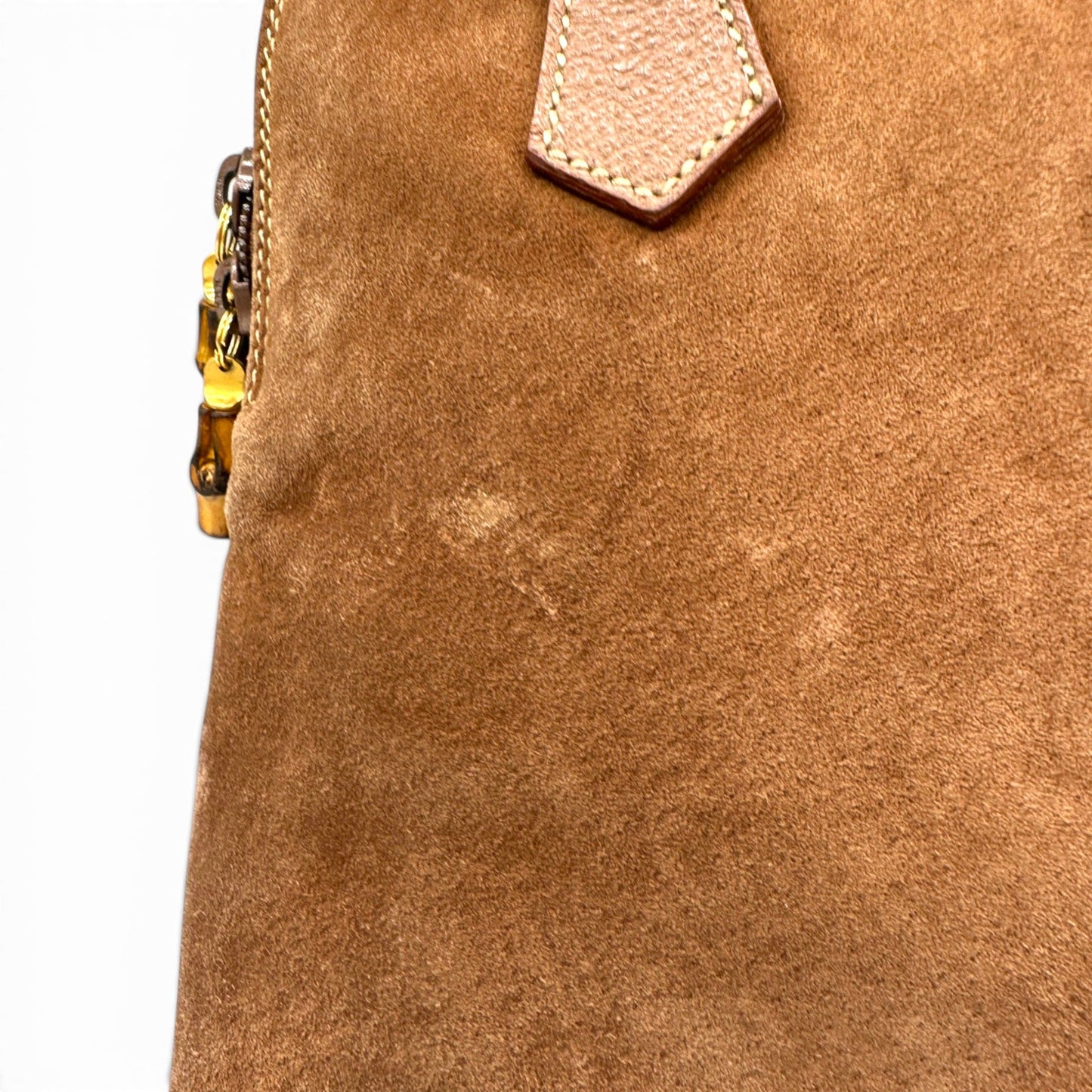 Vintage Gucci 000817 Bamboo Brown Nubuck Leather Handbag - Thanks it's Vintage