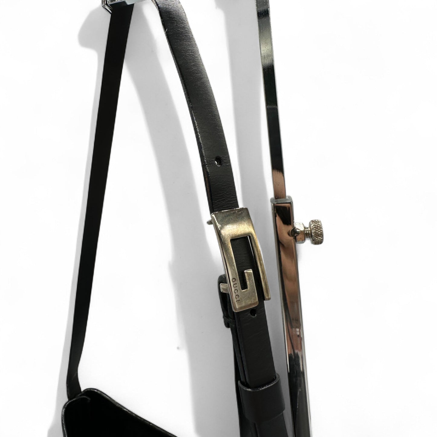 Vintage Gucci 001 - 2058 Black Leather Shoulder Bag with Purse - Thanks it's Vintage