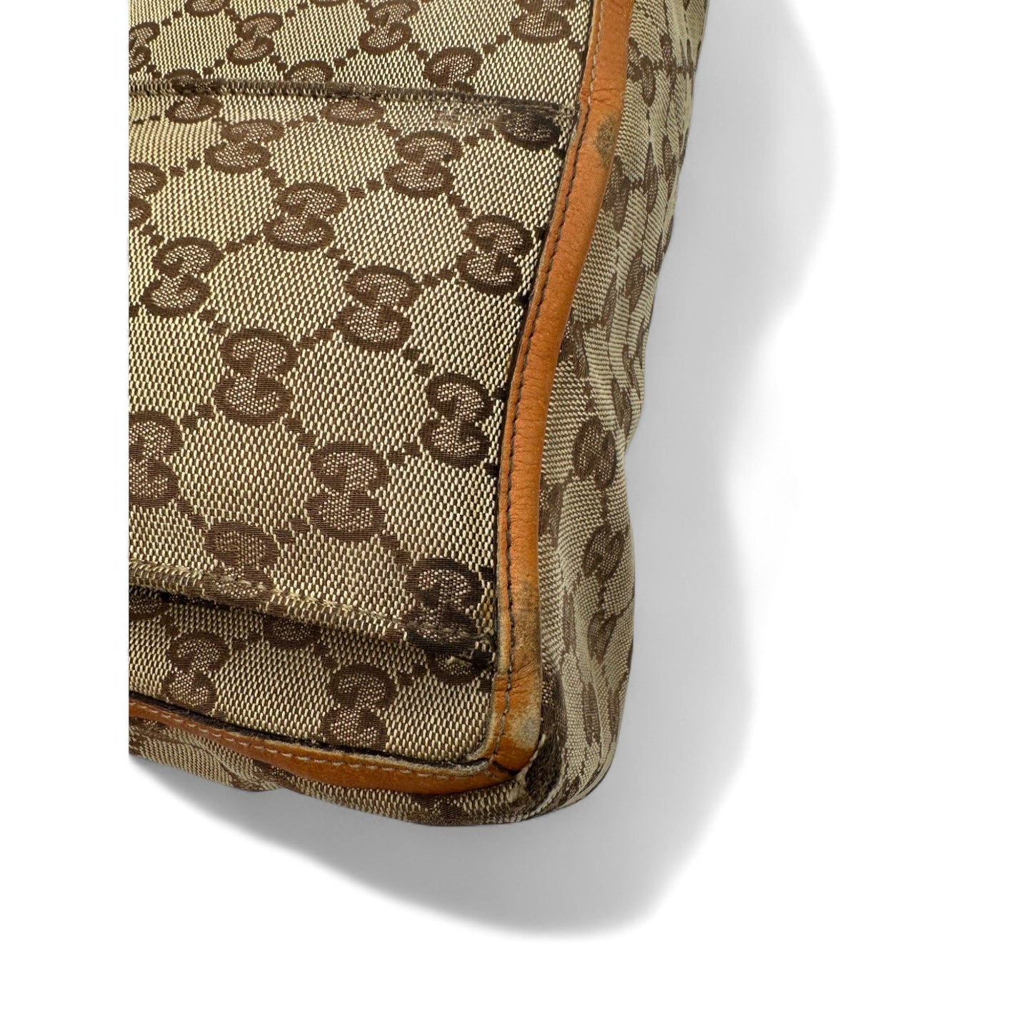 Vintage Gucci Abbey Tote Shoulder Bag in GG Monogram with Mustard Leather Trim - Thanks it's Vintage