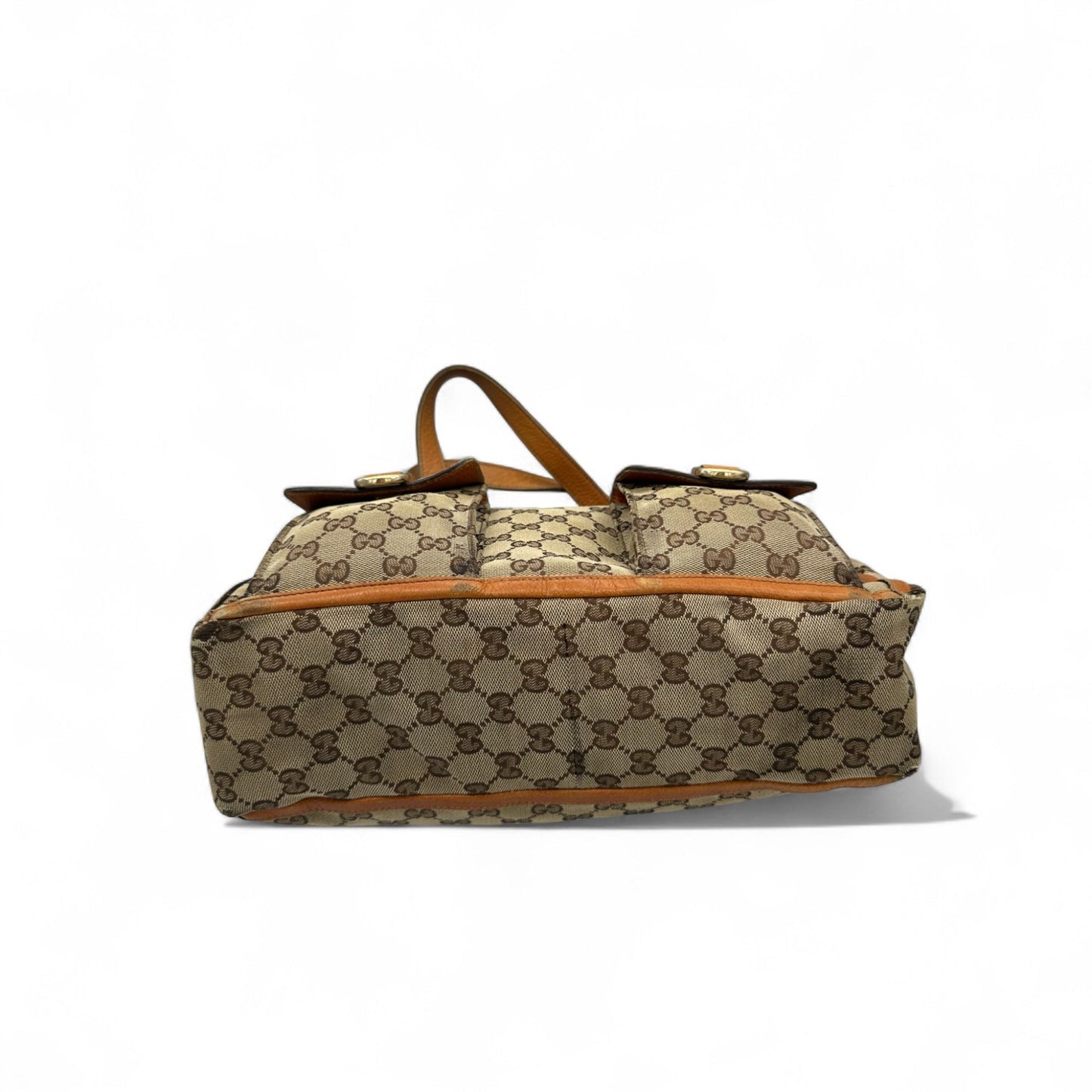 Vintage Gucci Abbey Tote Shoulder Bag in GG Monogram with Mustard Leather Trim - Thanks it's Vintage