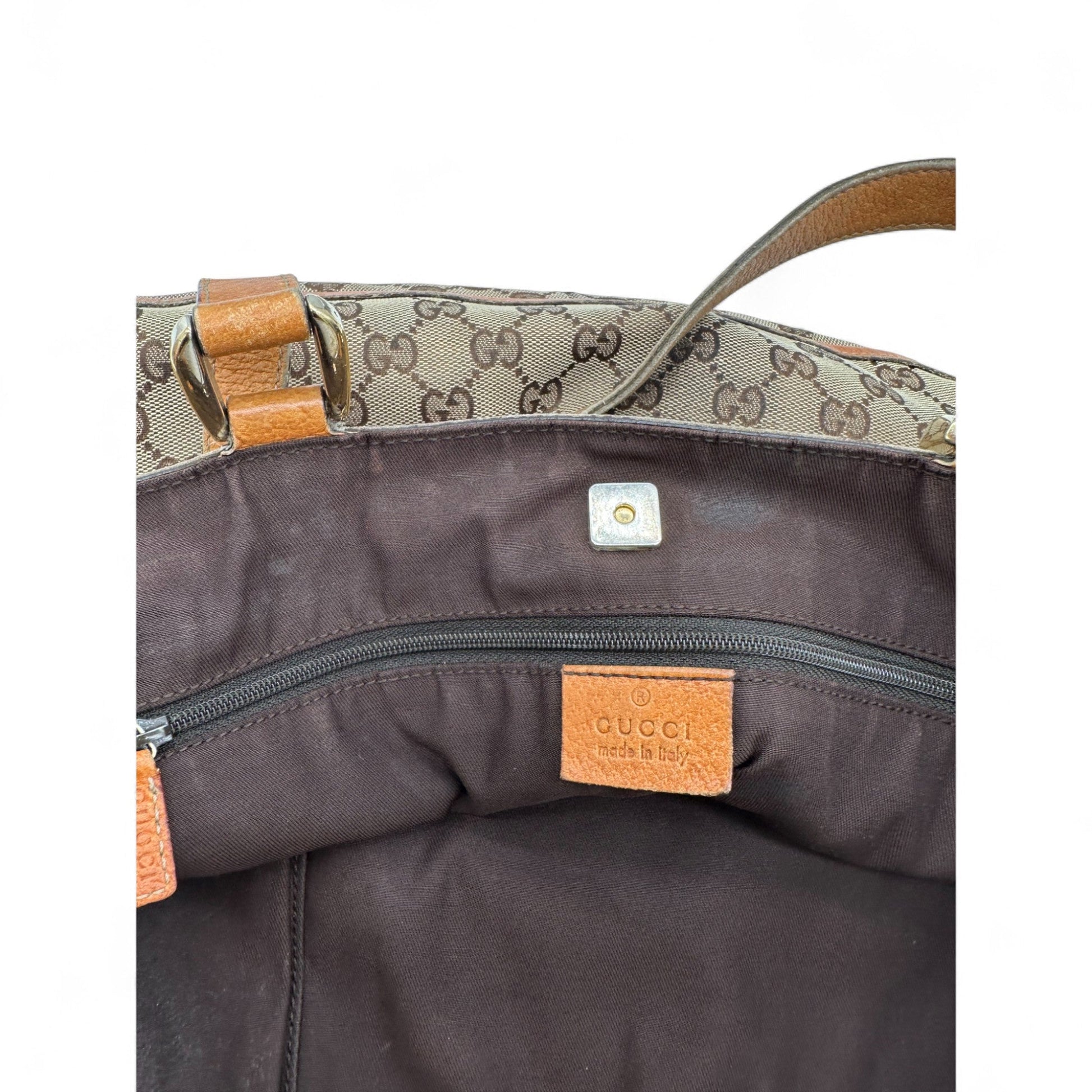 Vintage Gucci Abbey Tote Shoulder Bag in GG Monogram with Mustard Leather Trim - Thanks it's Vintage