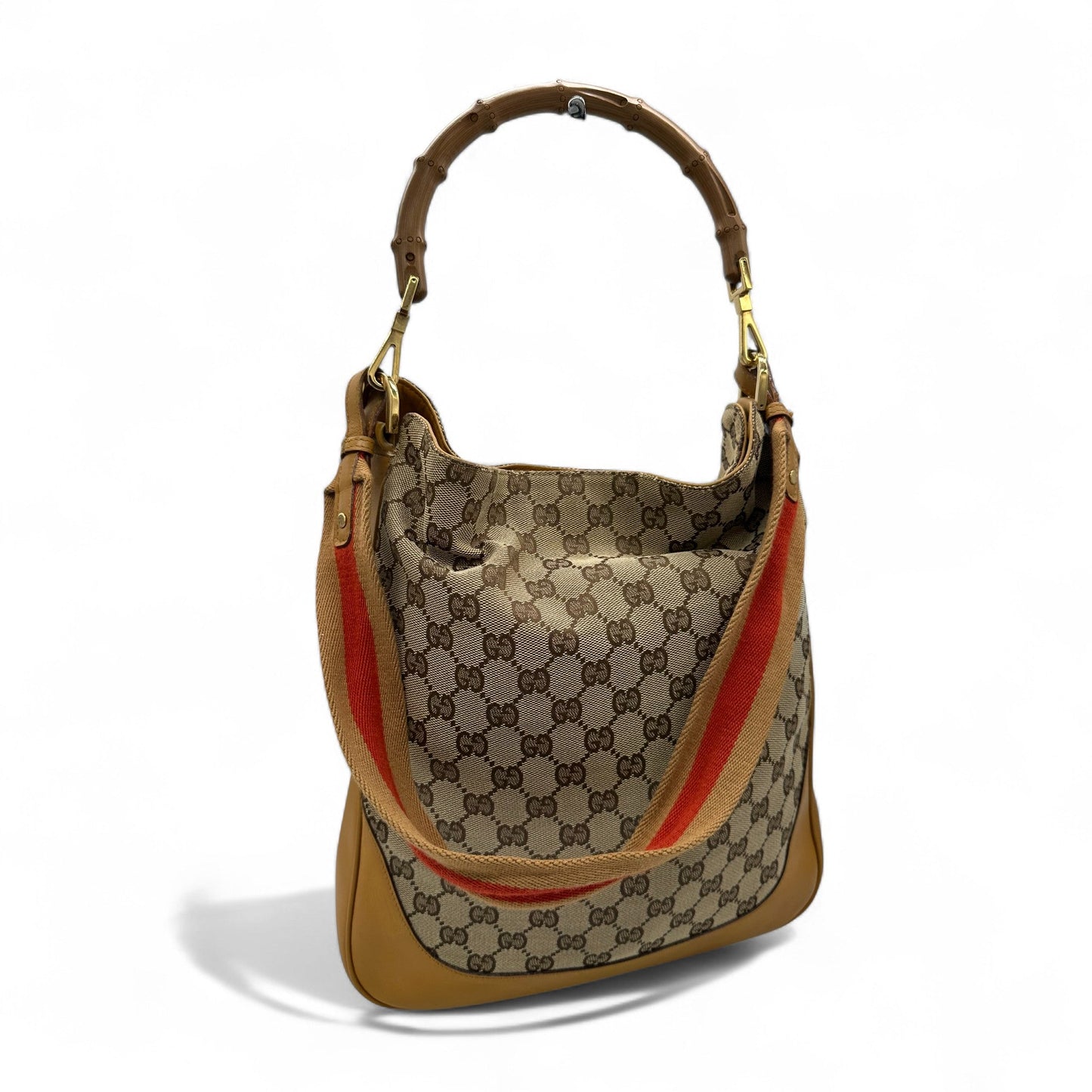 Vintage Gucci Bamboo 2 Way Strap Shoulder Bag in GG Monogram - Thanks it's Vintage