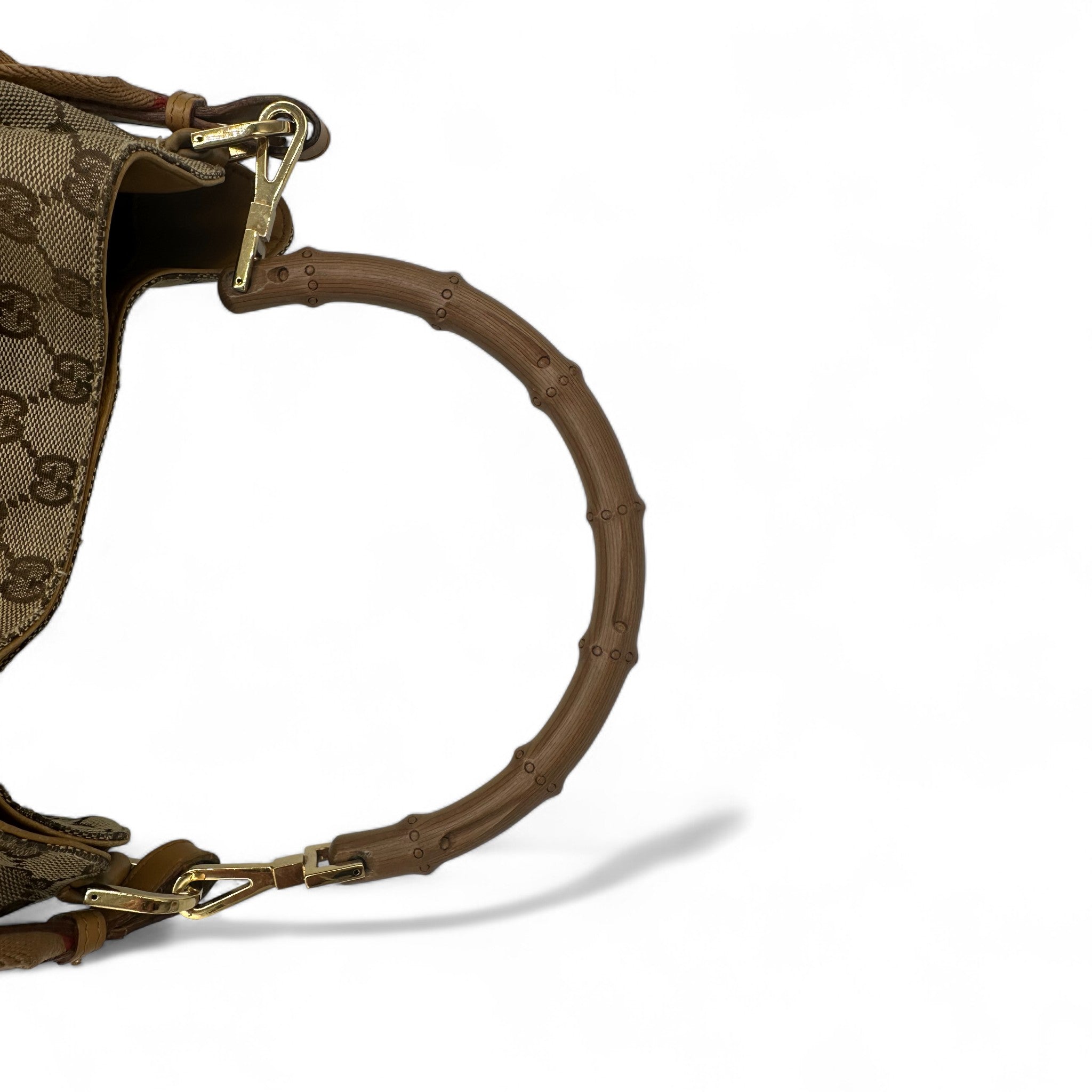 Vintage Gucci Bamboo 2 Way Strap Shoulder Bag in GG Monogram