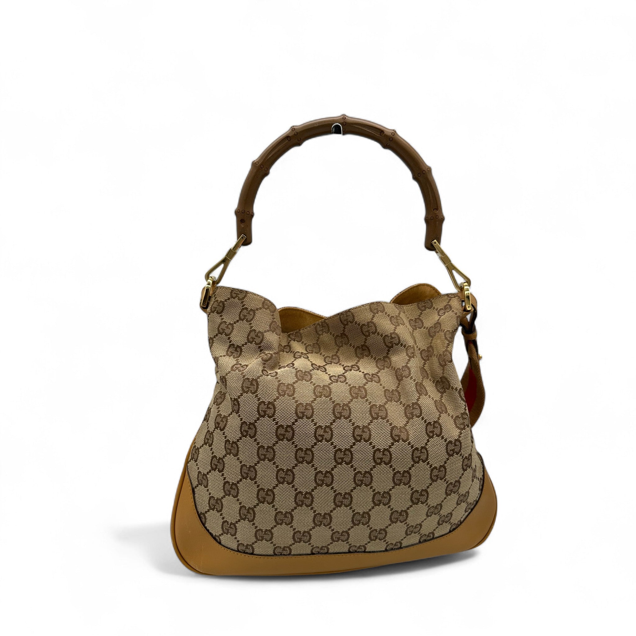 Vintage Gucci Bamboo 2 Way Strap Shoulder Bag in GG Monogram