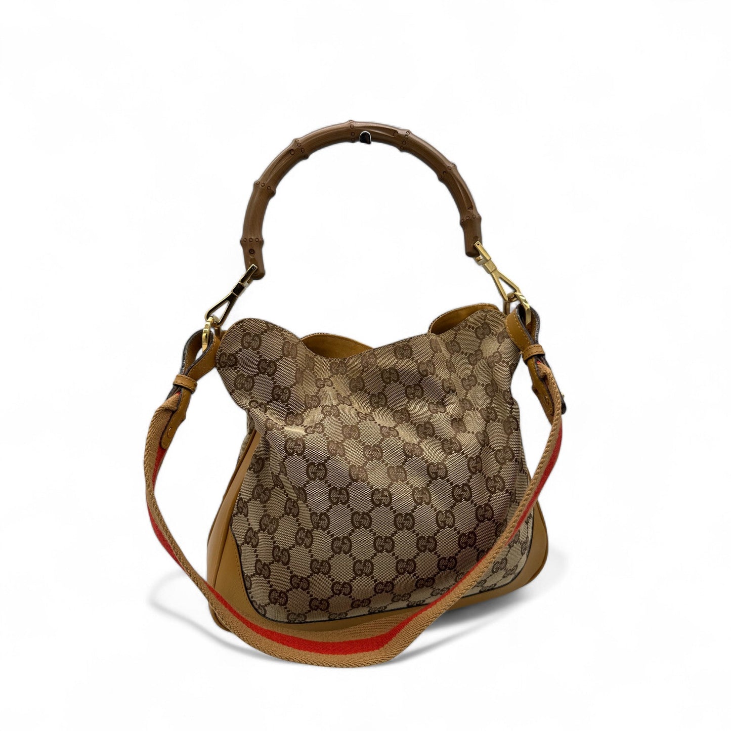 Vintage Gucci Bamboo 2 Way Strap Shoulder Bag in GG Monogram - Thanks it's Vintage