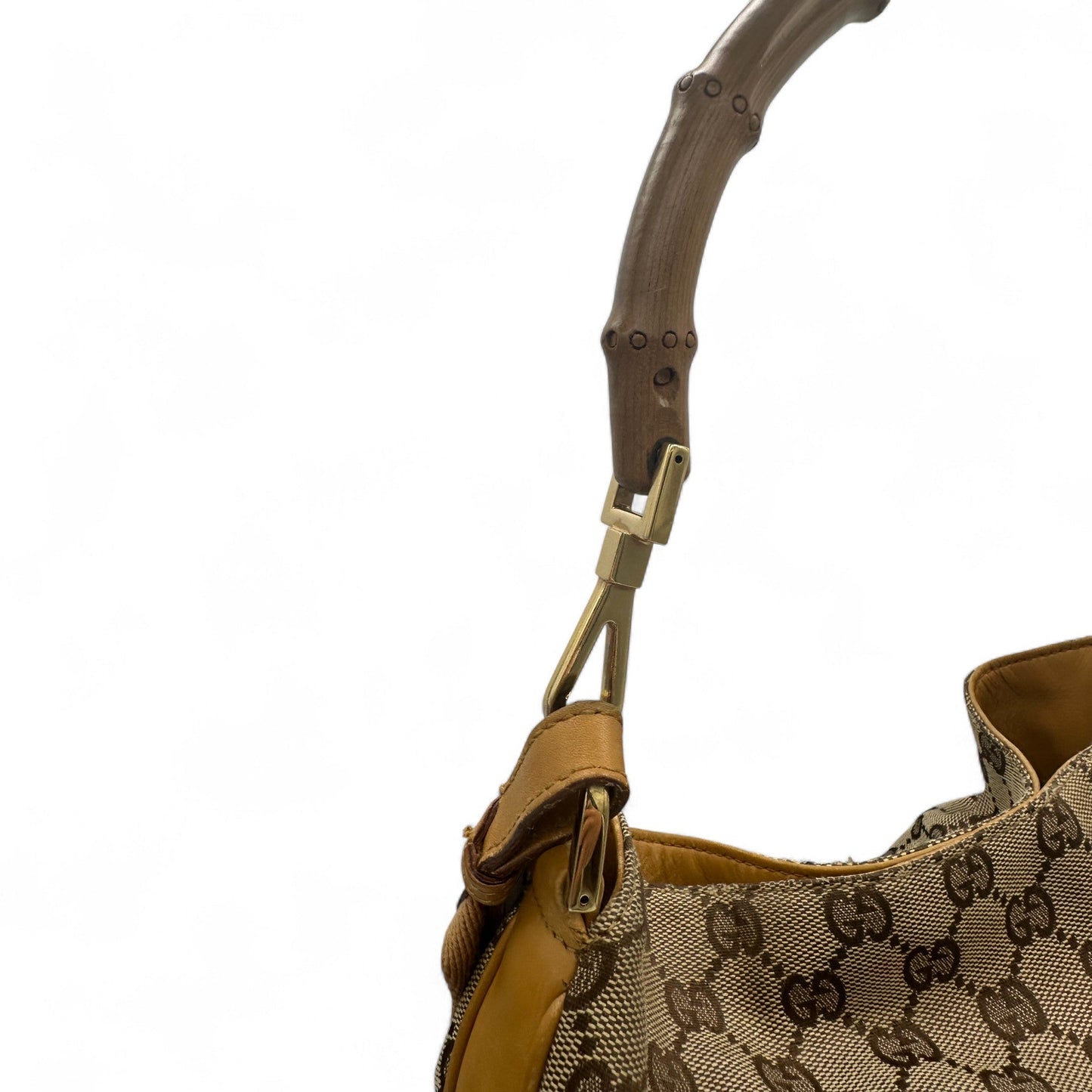 Vintage Gucci Bamboo 2 Way Strap Shoulder Bag in GG Monogram - Thanks it's Vintage