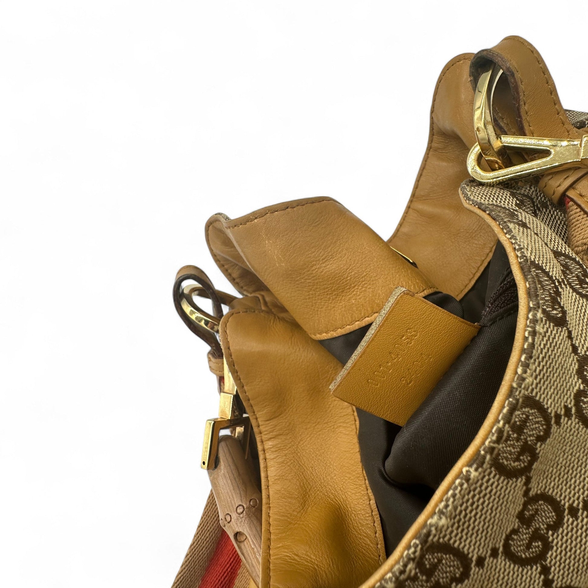 Vintage Gucci Bamboo 2 Way Strap Shoulder Bag in GG Monogram - Thanks it's Vintage