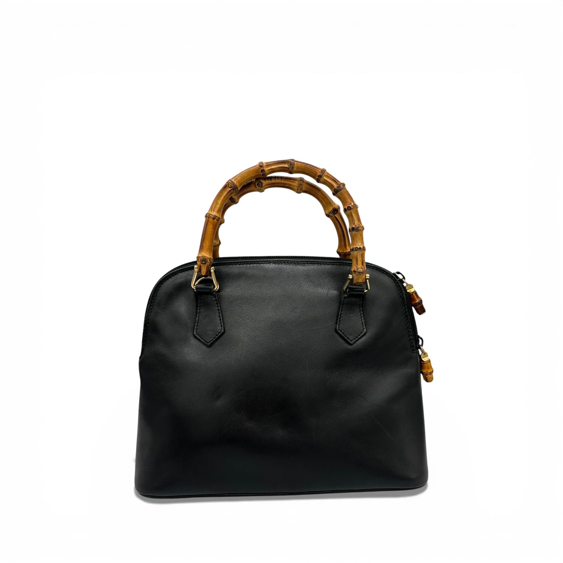 Vintage Gucci Bamboo Black Leather Handbag - Thanks it's Vintage