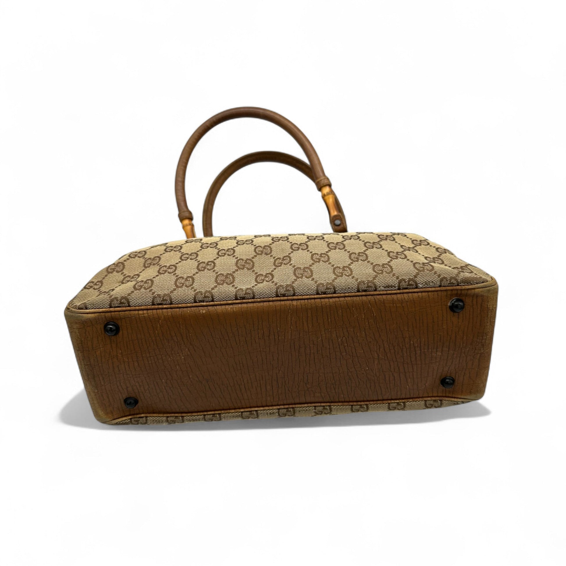 Vintage Gucci Bamboo GG Monogram Structured Tote - Thanks it's Vintage