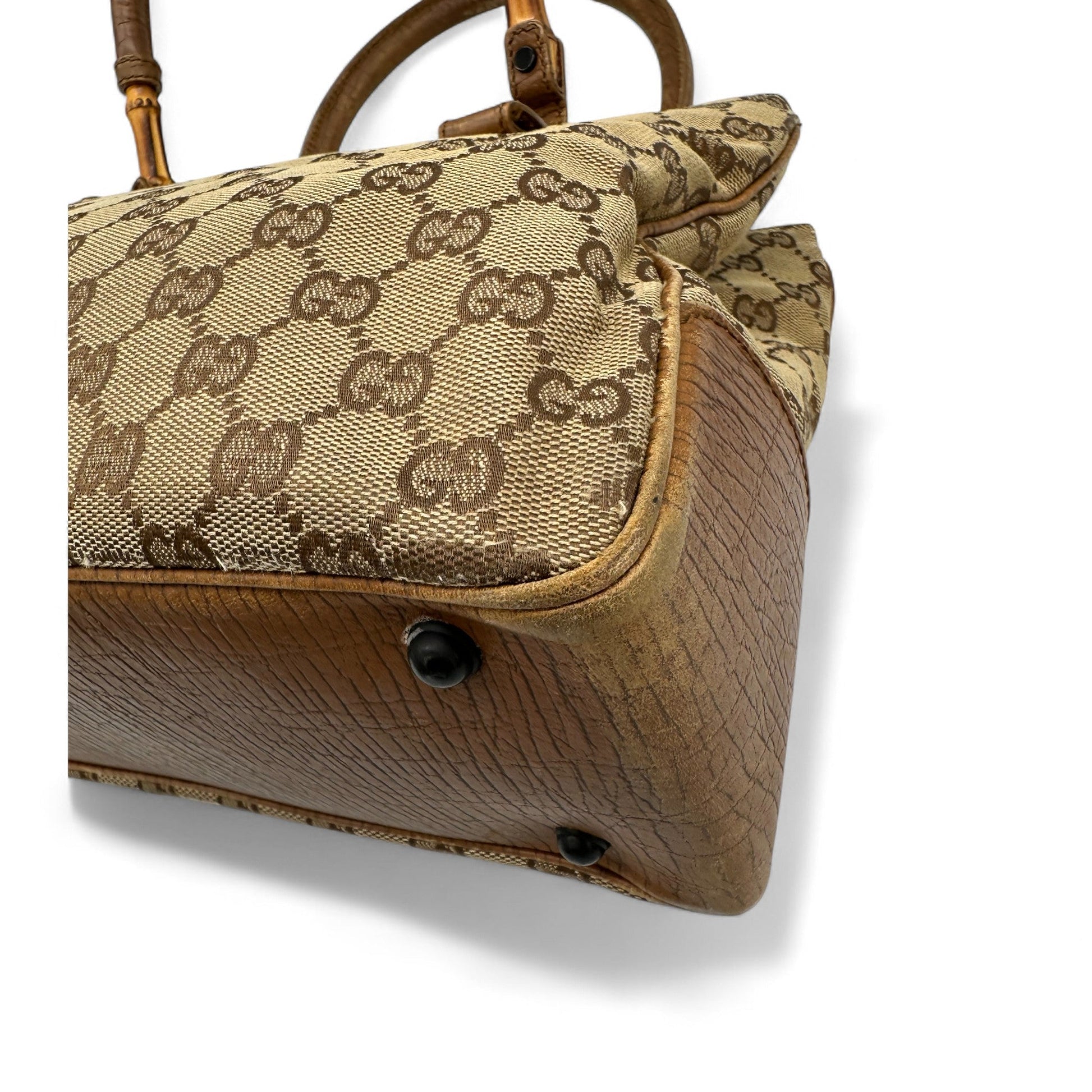 Vintage Gucci Bamboo GG Monogram Structured Tote - Thanks it's Vintage