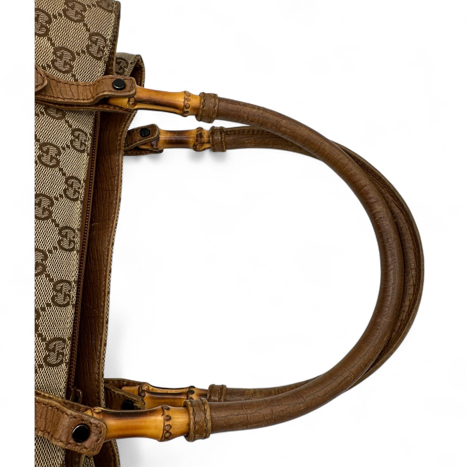 Vintage Gucci Bamboo GG Monogram Structured Tote - Thanks it's Vintage