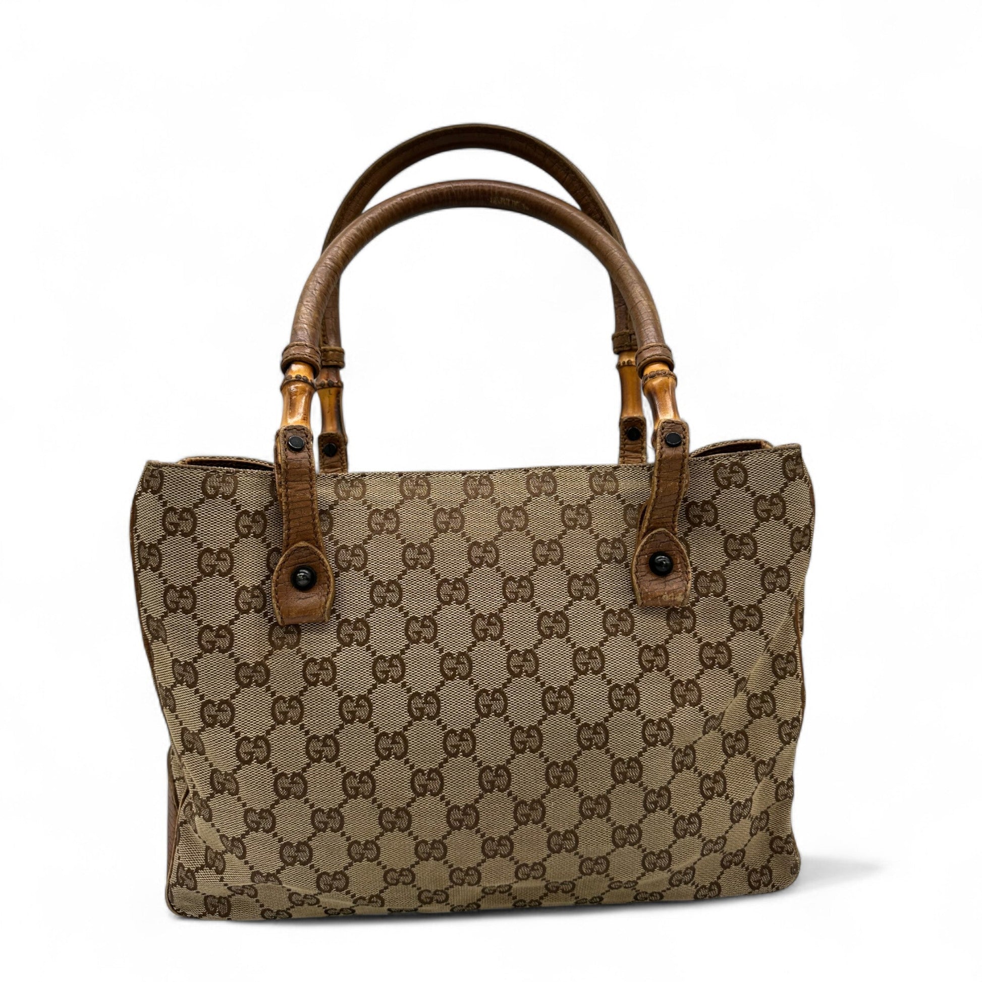 Vintage Gucci Bamboo GG Monogram Structured Tote - Thanks it's Vintage