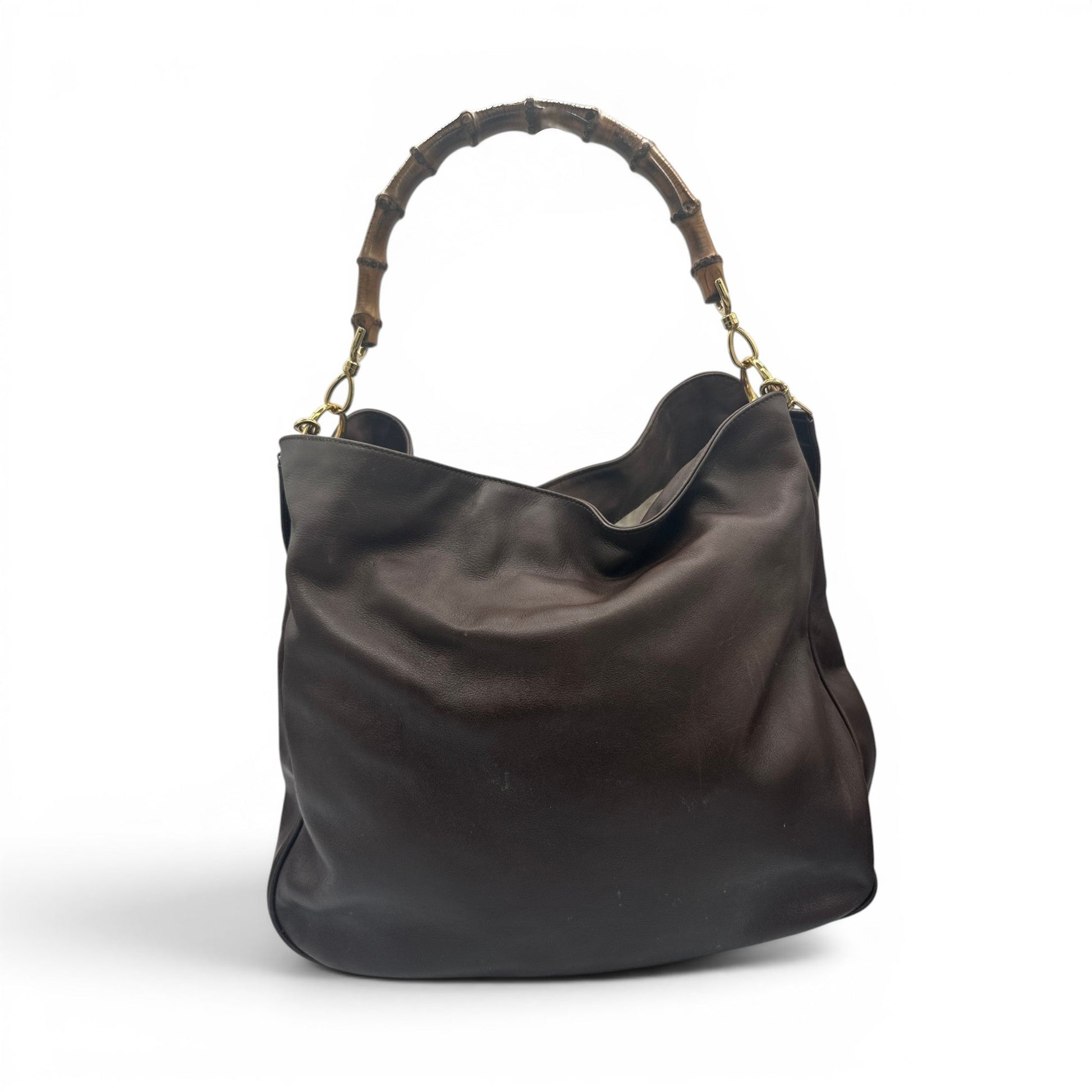 Vintage Gucci Bamboo Leather 2 Way Tote Bag - Thanks it's Vintage