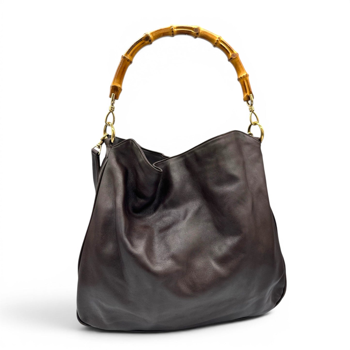 Vintage Gucci Bamboo Leather 2-Way Tote Bag - Thanks it's Vintage