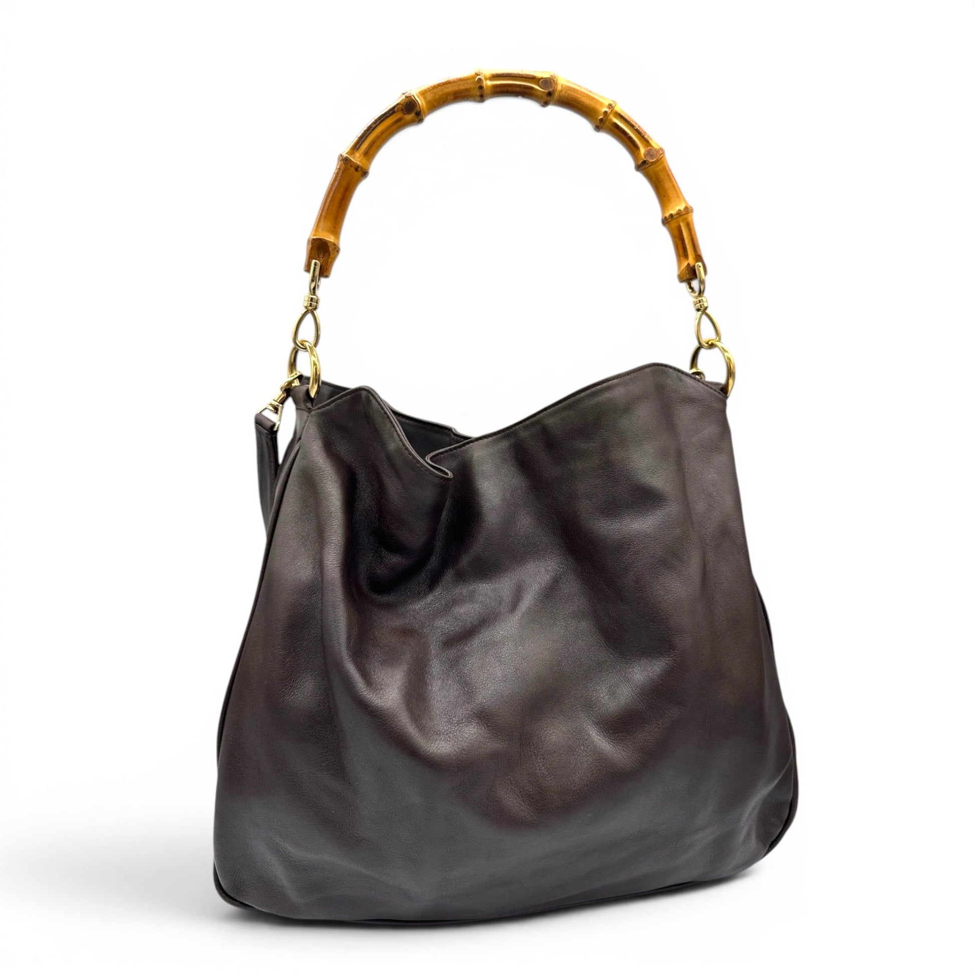 Vintage Gucci Bamboo Leather 2-Way Tote Bag - Thanks it's Vintage