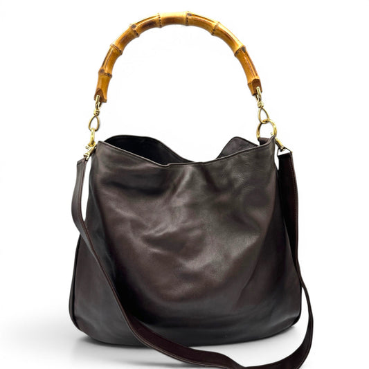 Vintage Gucci Bamboo Leather 2-Way Tote Bag - Thanks it's Vintage