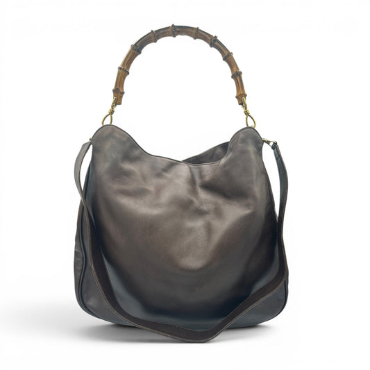 Vintage Gucci Bamboo Leather 2 Way Tote Bag - Thanks it's Vintage