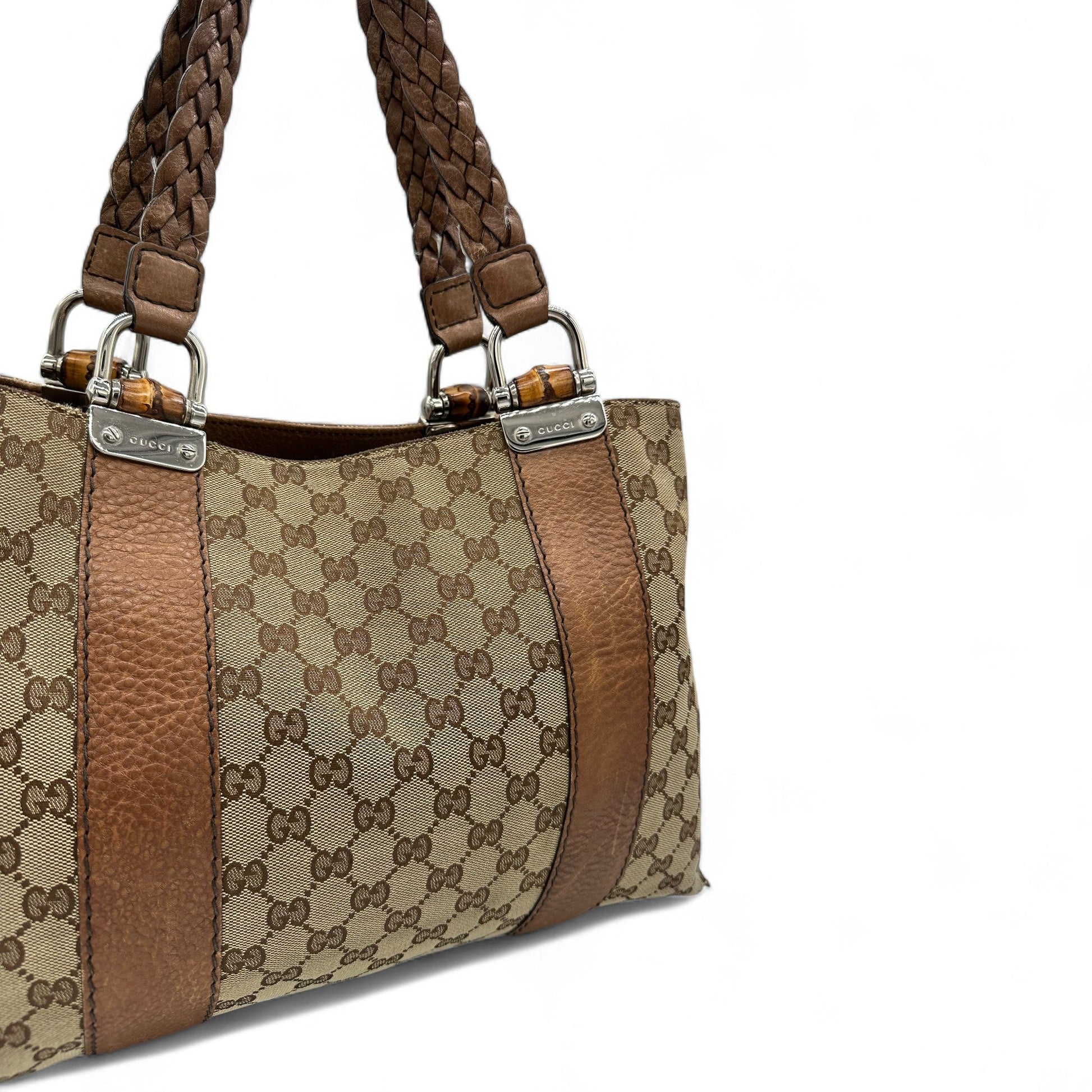 Vintage Gucci Bamboo Monogram Large Tote Shoulder Bag - Thanks it's Vintage