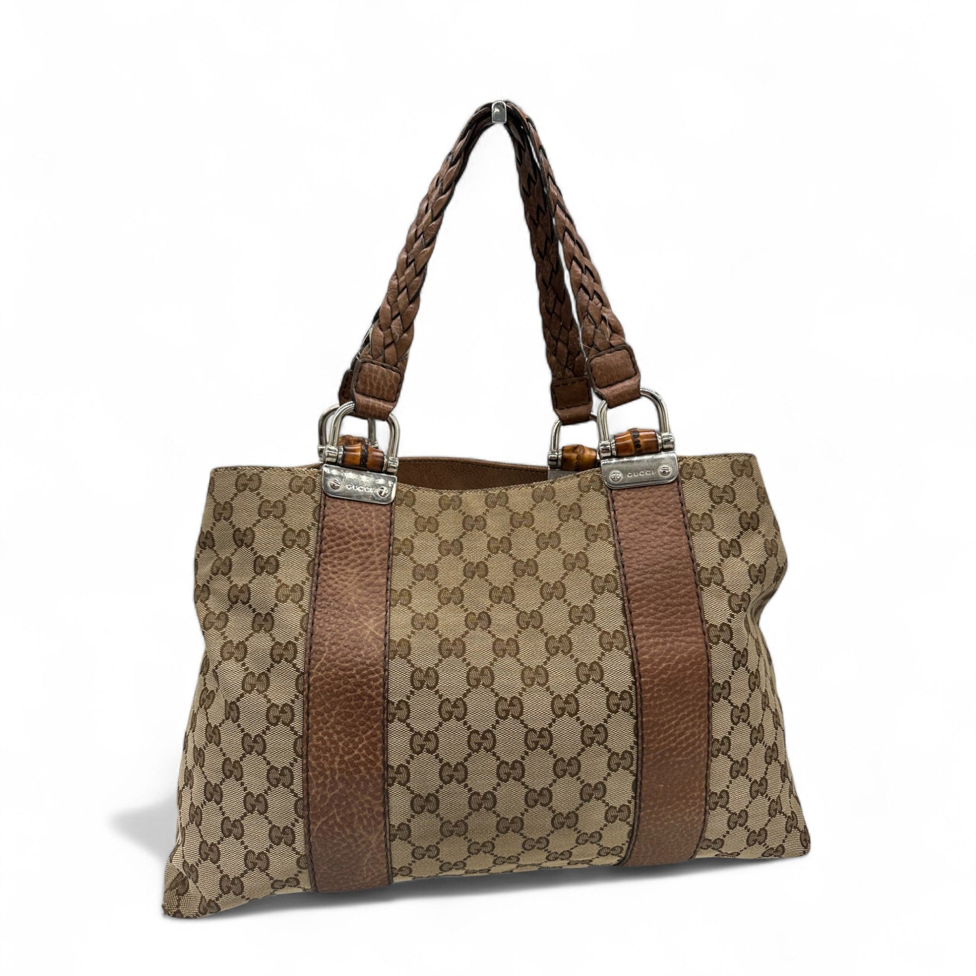 Vintage Gucci Bamboo Monogram Large Tote Shoulder Bag - Thanks it's Vintage