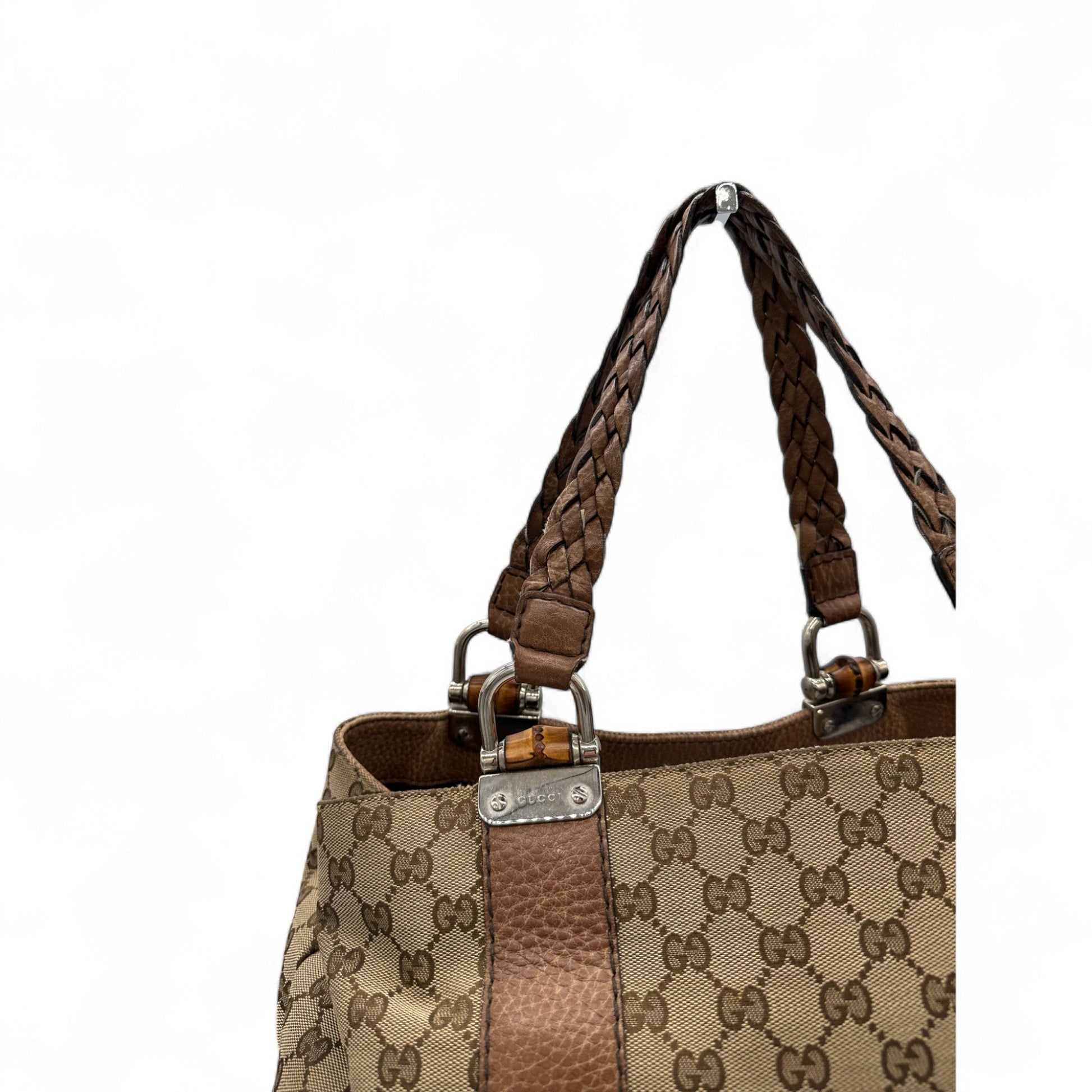Vintage Gucci Bamboo Monogram Large Tote Shoulder Bag - Thanks it's Vintage