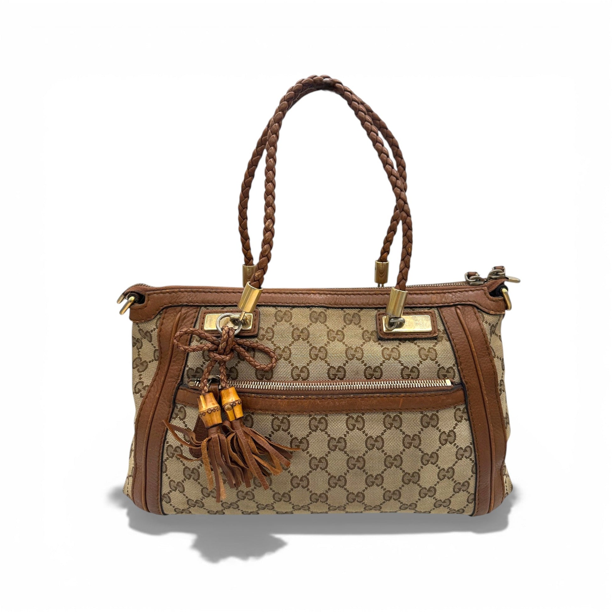 Vintage Gucci Bella GG Canvas Bamboo Handbag - Thanks it's Vintage