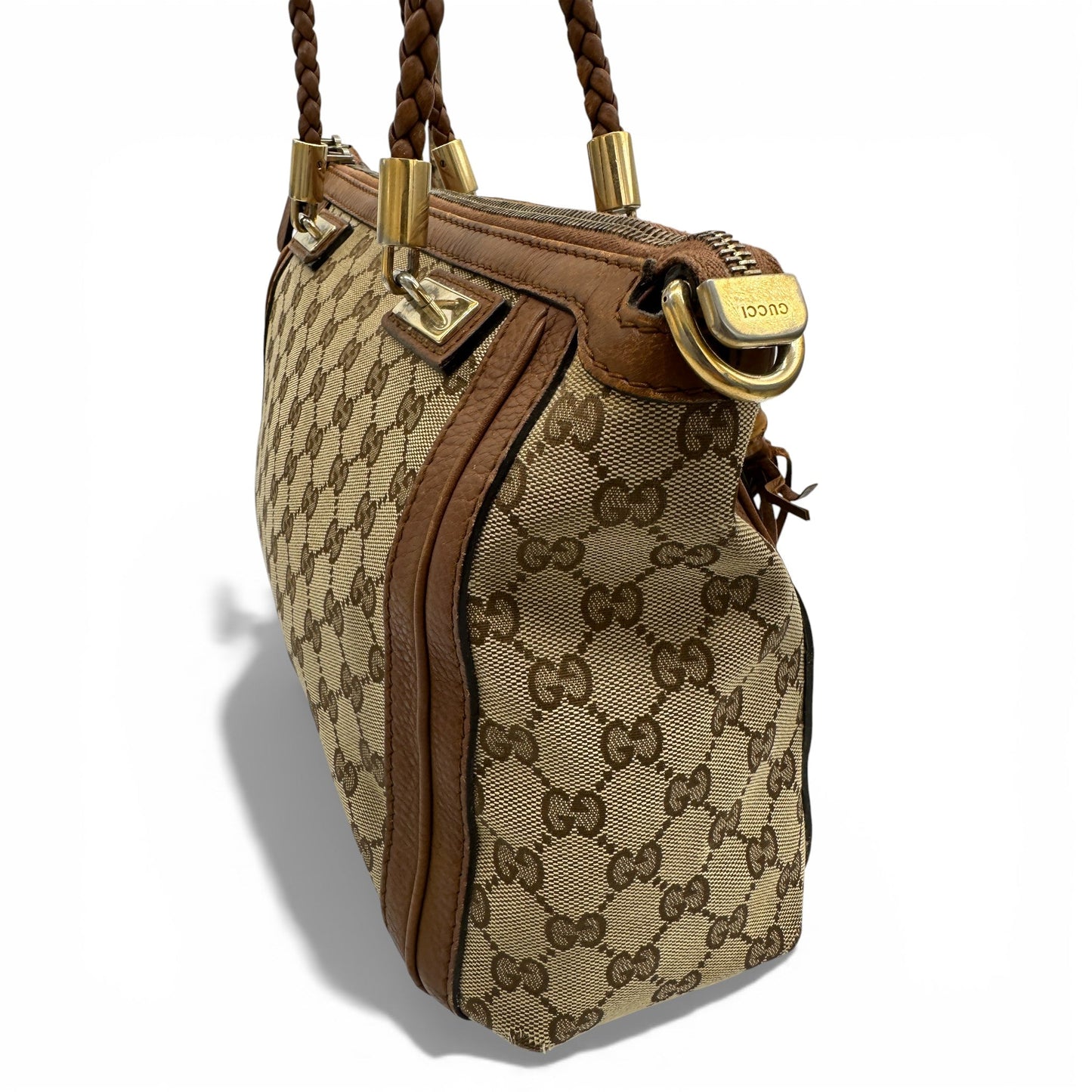 Vintage Gucci Bella GG Canvas Bamboo Handbag - Thanks it's Vintage