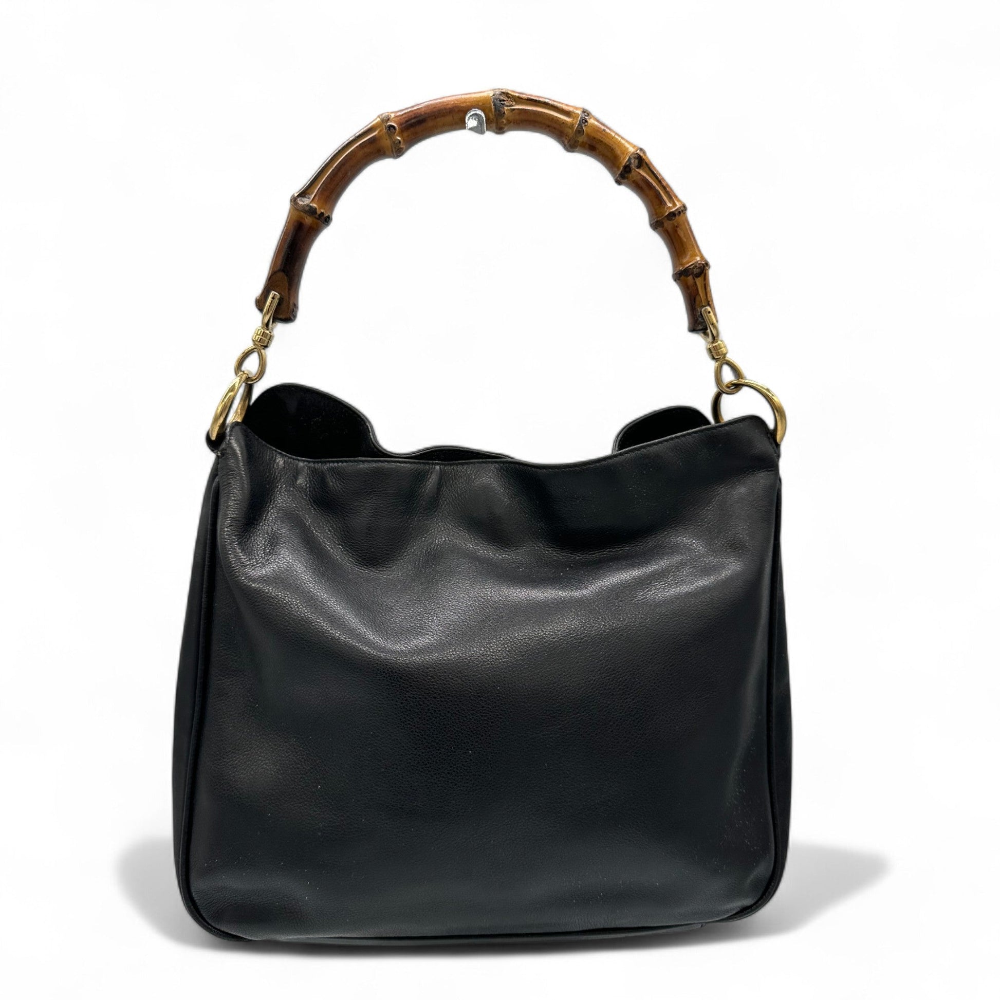 Vintage Gucci Black Leather Bamboo Shoulder Bag - Thanks it's Vintage