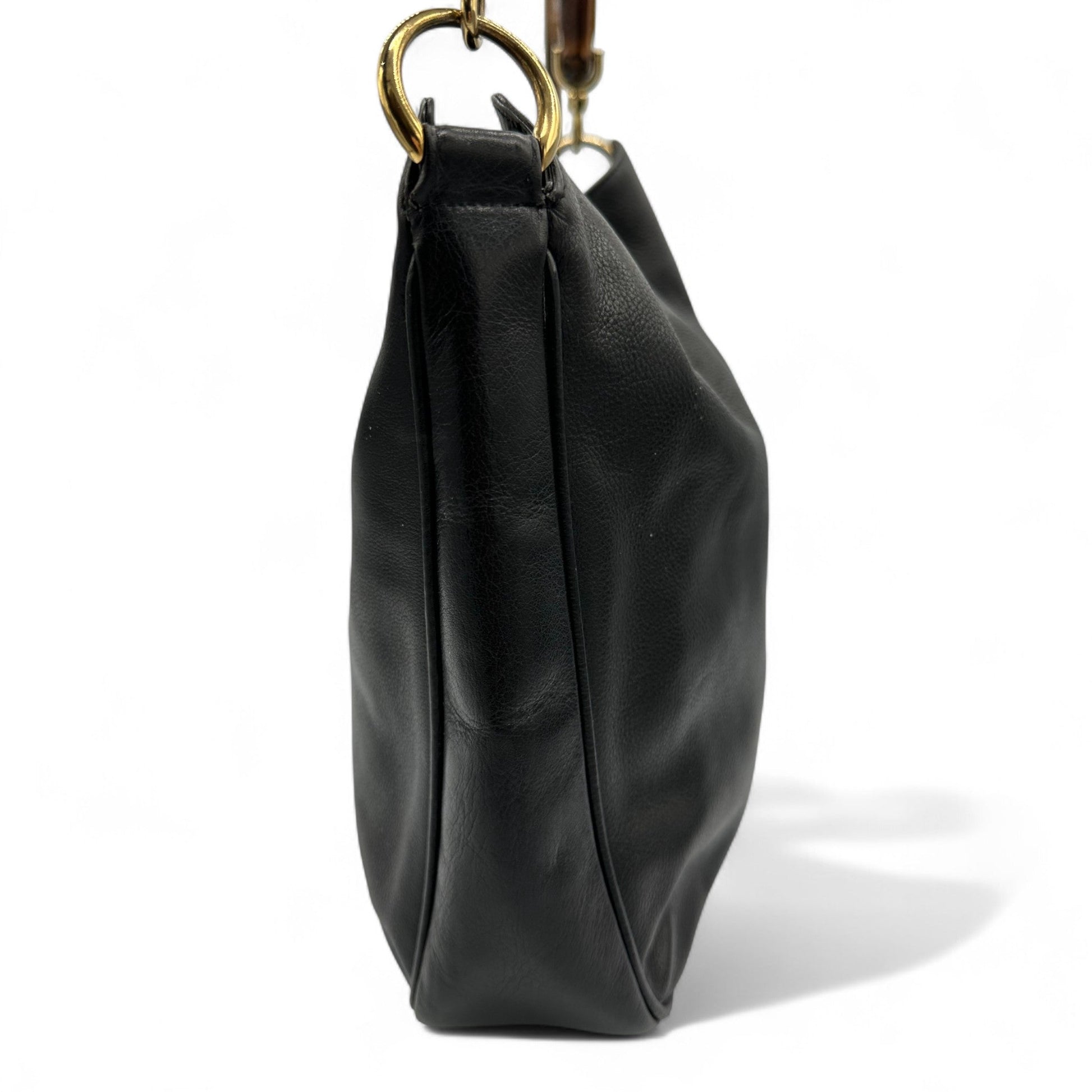 Vintage Gucci Black Leather Bamboo Shoulder Bag - Thanks it's Vintage
