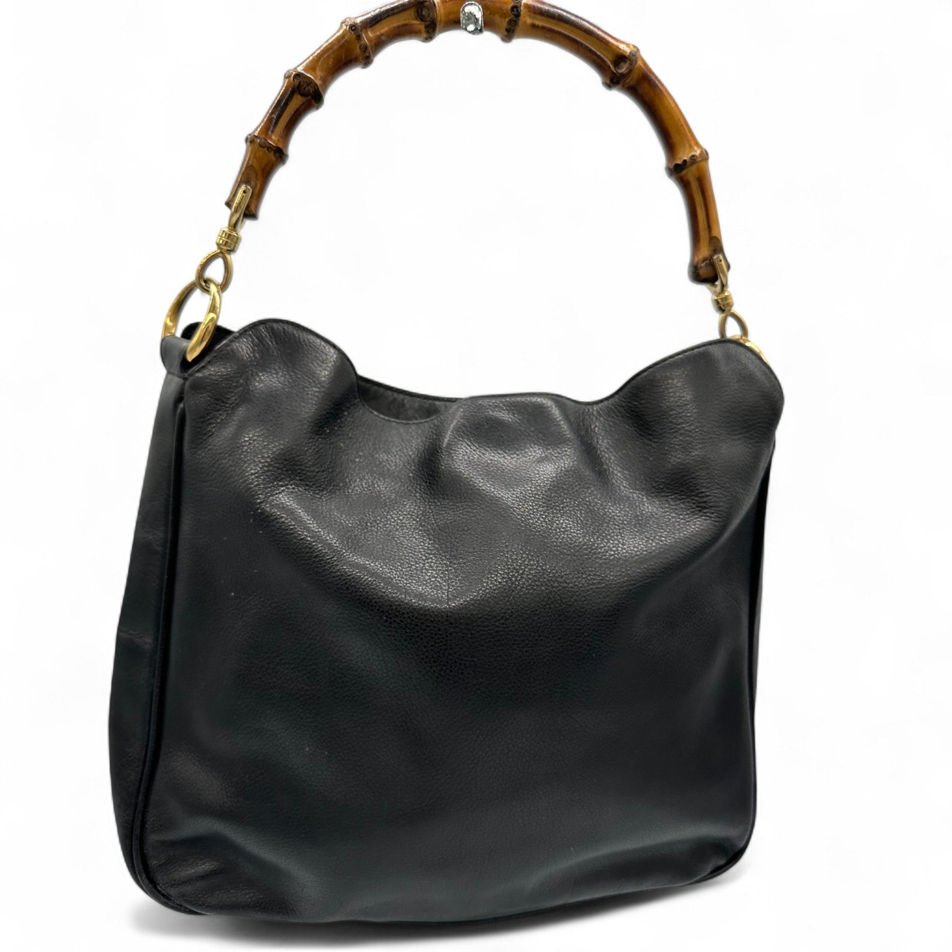 Vintage Gucci Black Leather Bamboo Shoulder Bag - Thanks it's Vintage