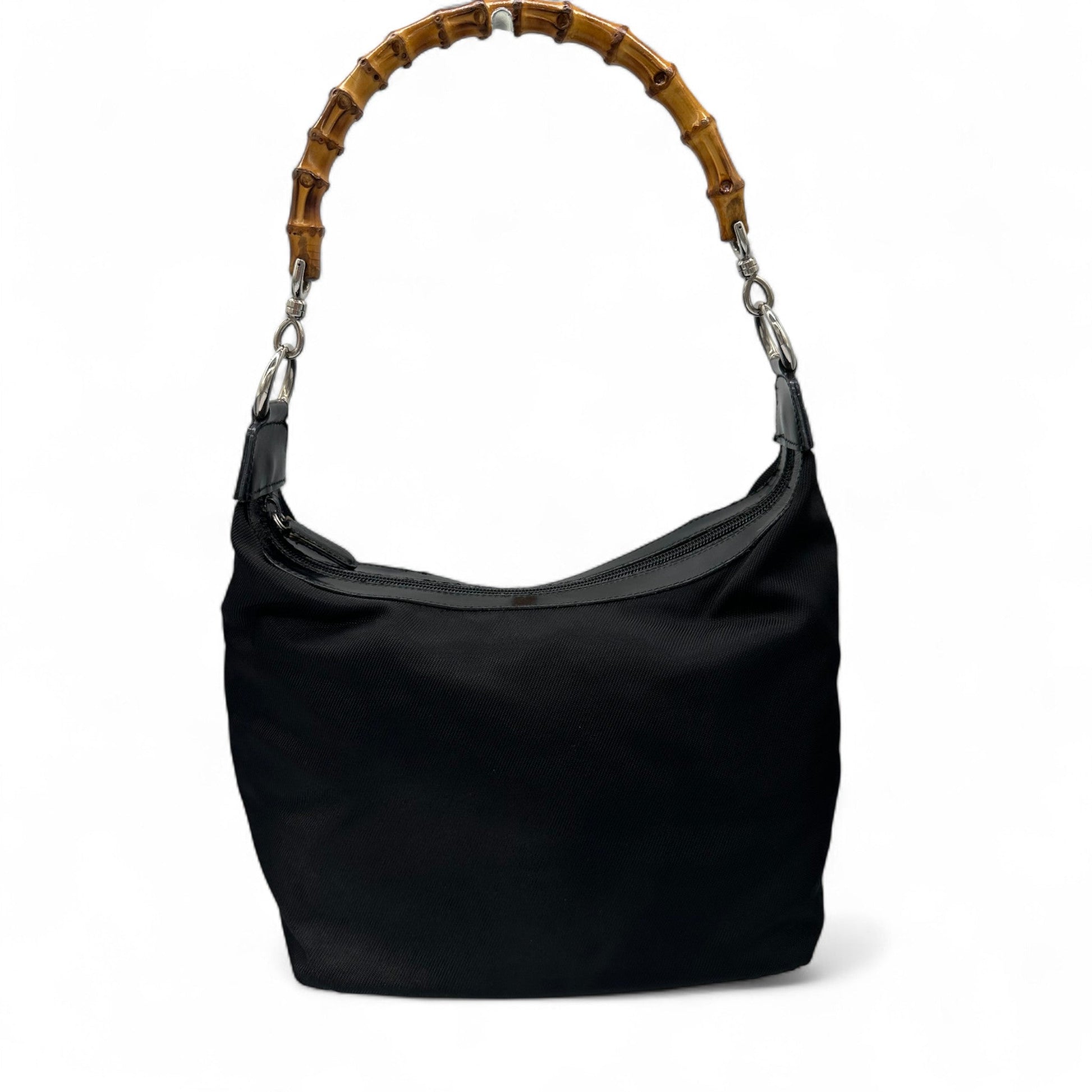 Vintage Gucci Black Nylon Bamboo Shoulder Bag - Thanks it's Vintage