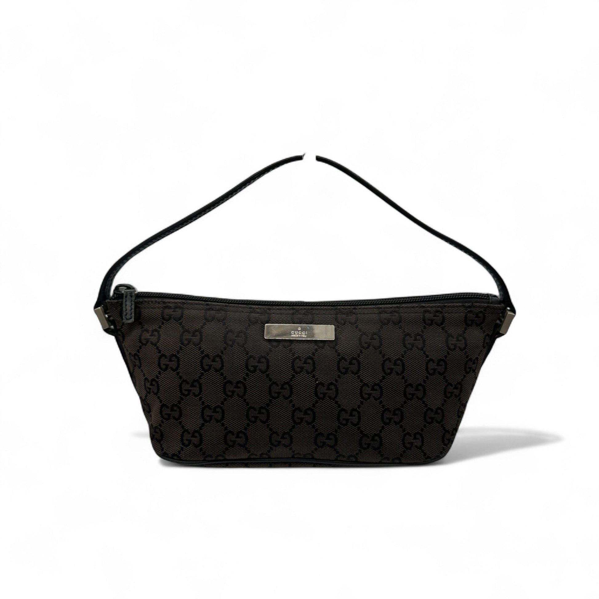 Vintage Gucci Boat Pochette Shoulder Bag in Black GG Monogram - Thanks it's Vintage