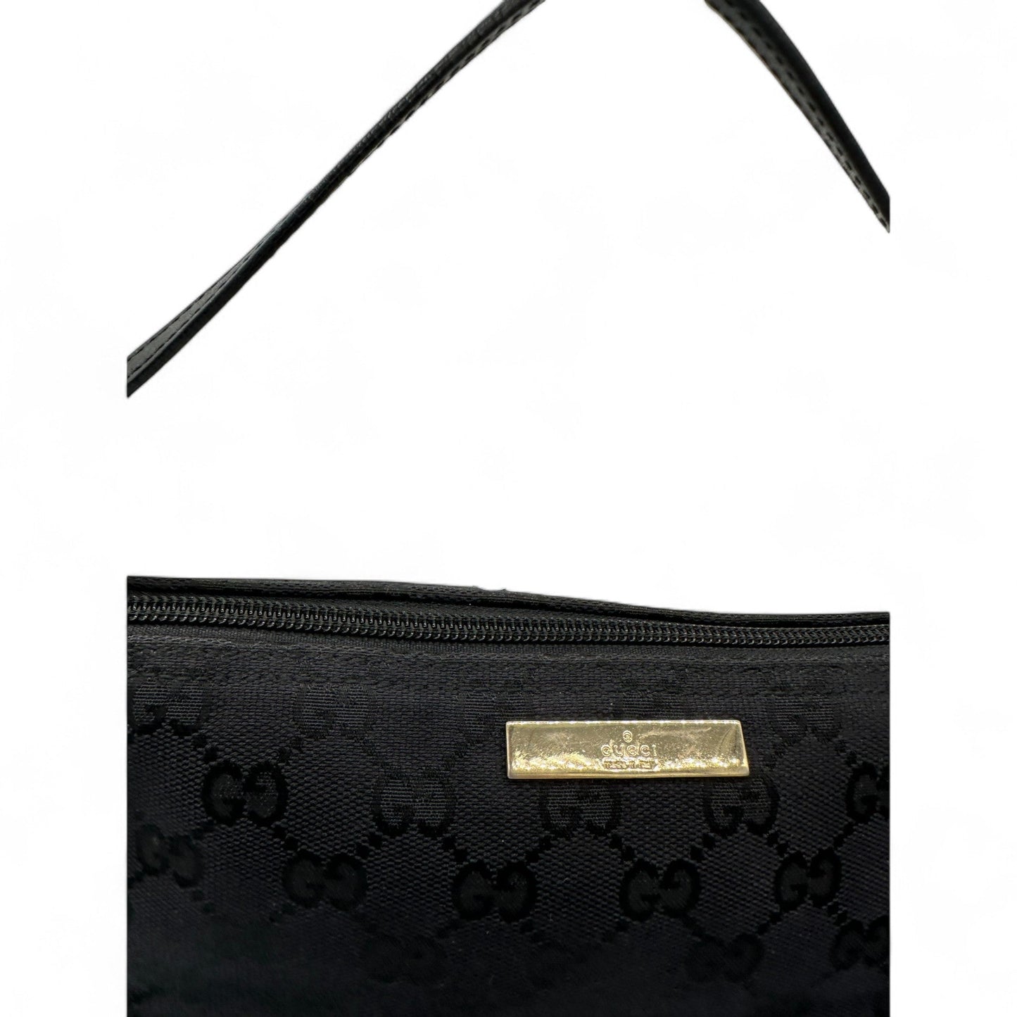 Vintage Gucci Boat Pochette Shoulder Bag in Black GG Monogram - Thanks it's Vintage