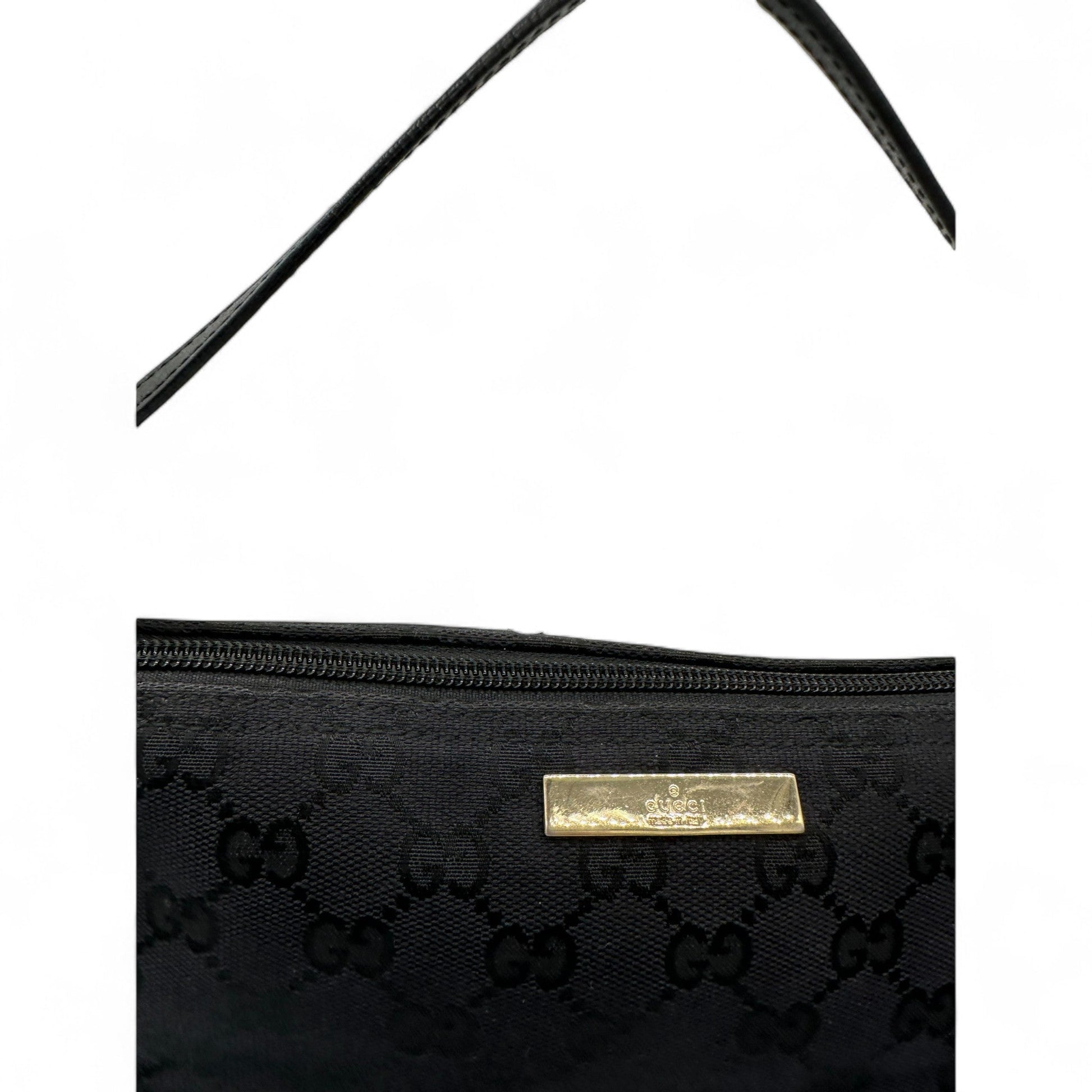 Vintage Gucci Boat Pochette Shoulder Bag in Black GG Monogram - Thanks it's Vintage