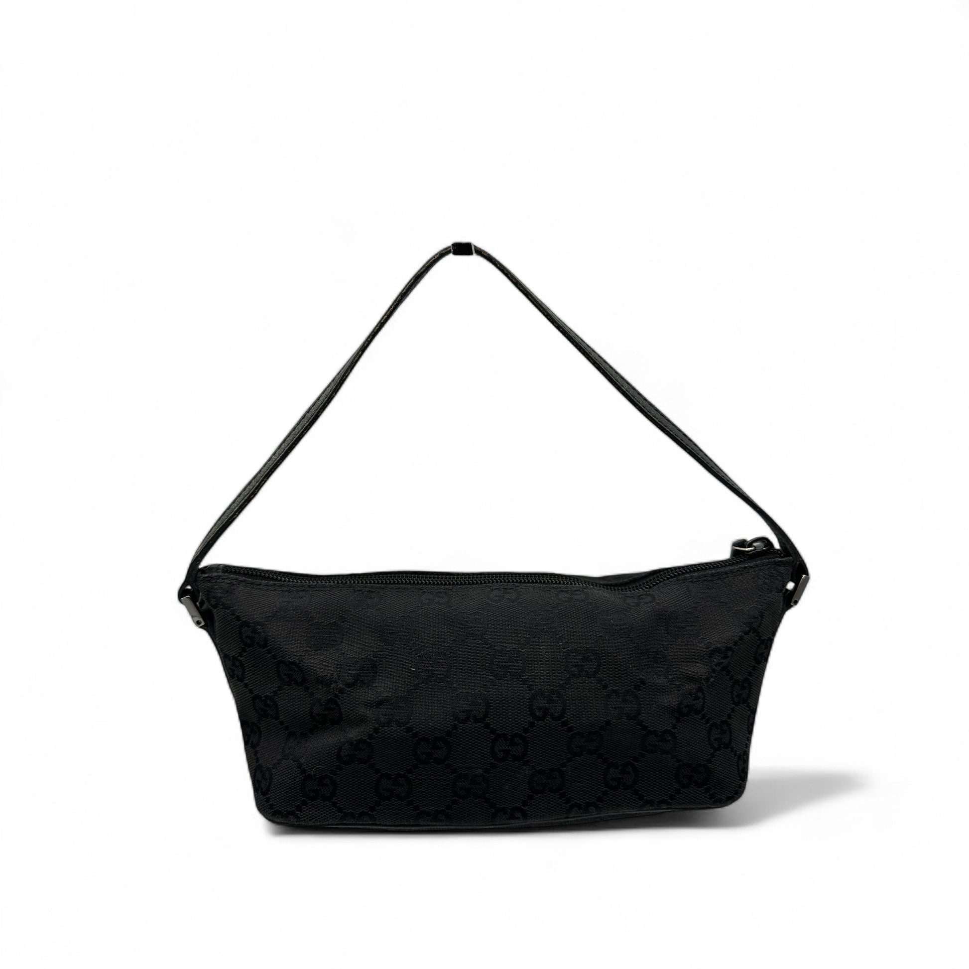 Vintage Gucci Boat Pochette Shoulder Bag in Black GG Monogram - Thanks it's Vintage