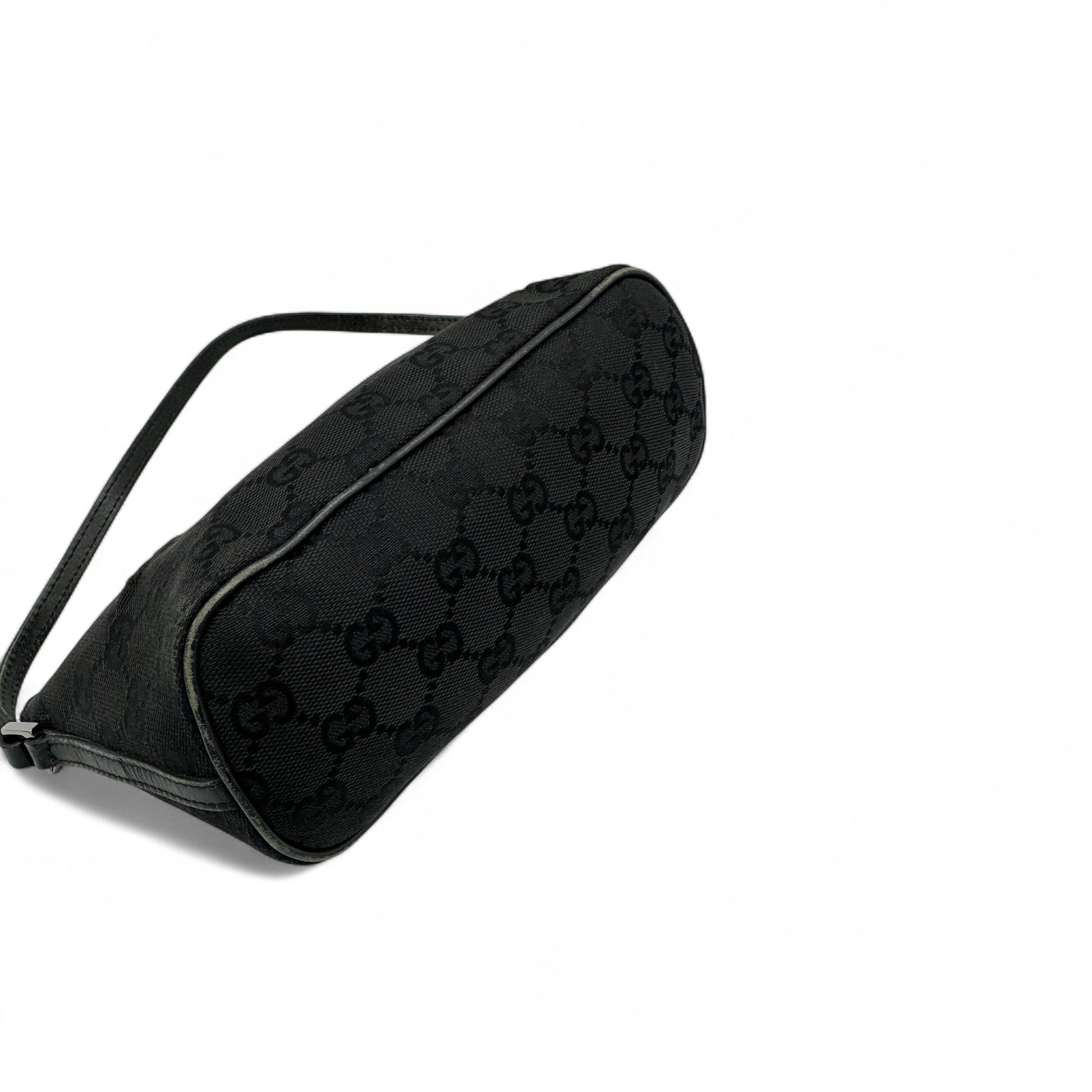 Vintage Gucci Boat Pochette Shoulder Bag in Black GG Monogram - Thanks it's Vintage