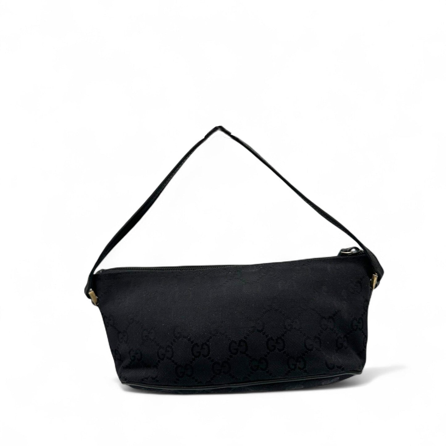 Vintage Gucci Boat Pochette Shoulder Bag in Black GG Monogram - Thanks it's Vintage