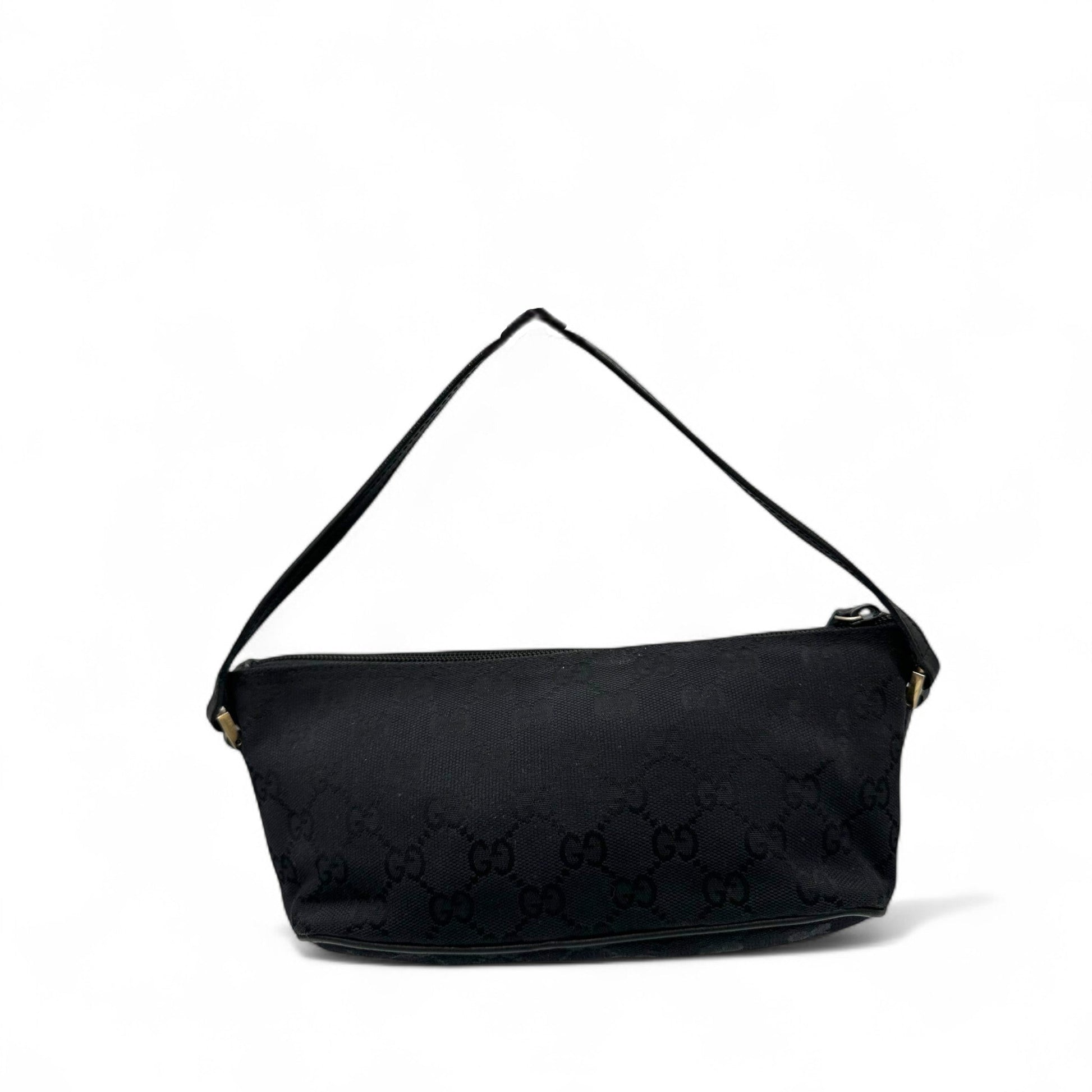 Vintage Gucci Boat Pochette Shoulder Bag in Black GG Monogram - Thanks it's Vintage