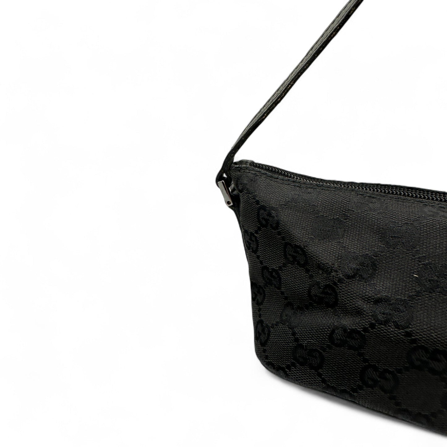 Vintage Gucci Boat Pochette Shoulder Bag in Black GG Monogram - Thanks it's Vintage