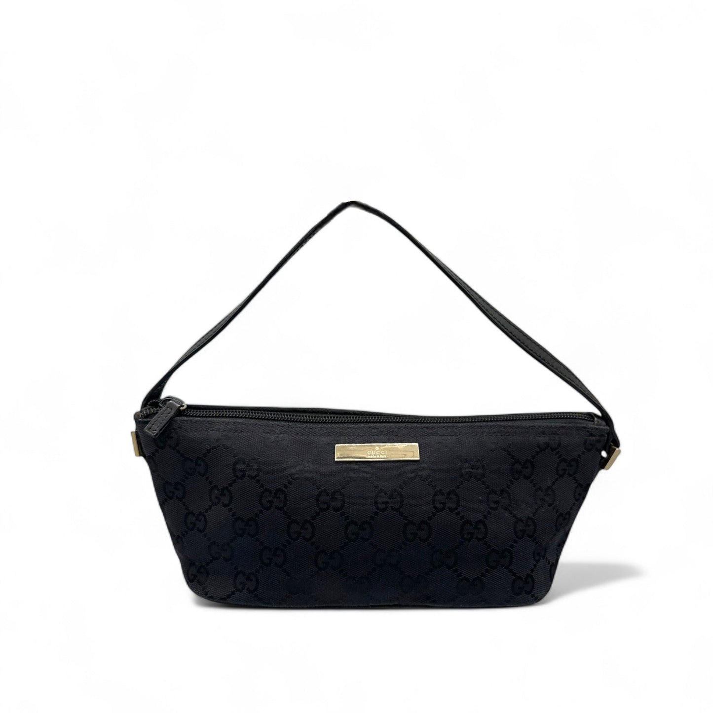 Vintage Gucci Boat Pochette Shoulder Bag in Black GG Monogram - Thanks it's Vintage