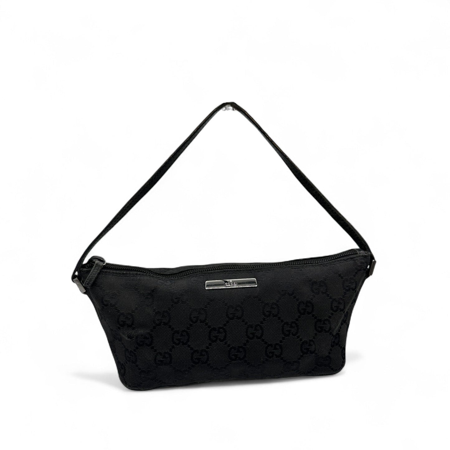 Vintage Gucci Boat Pochette Shoulder Bag in Black GG Monogram - Thanks it's Vintage