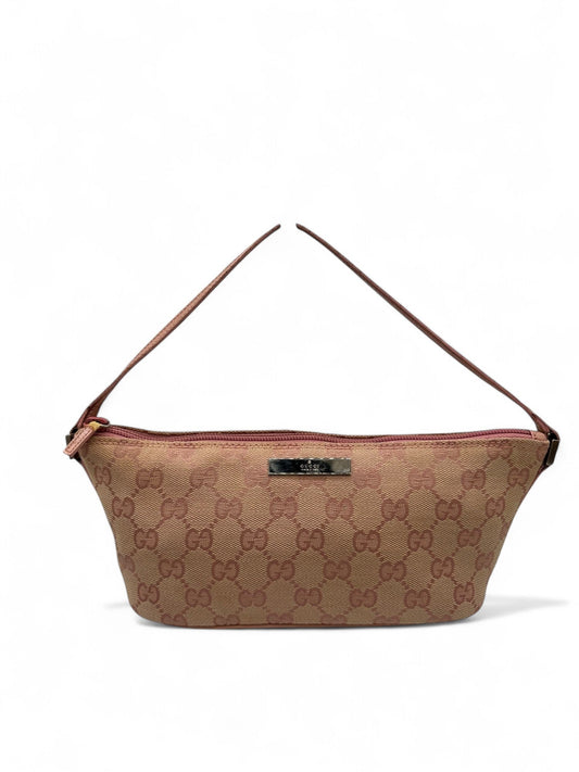 Vintage Gucci Boat Pochette Shoulder Bag in Pink GG Monogram - Thanks it's Vintage