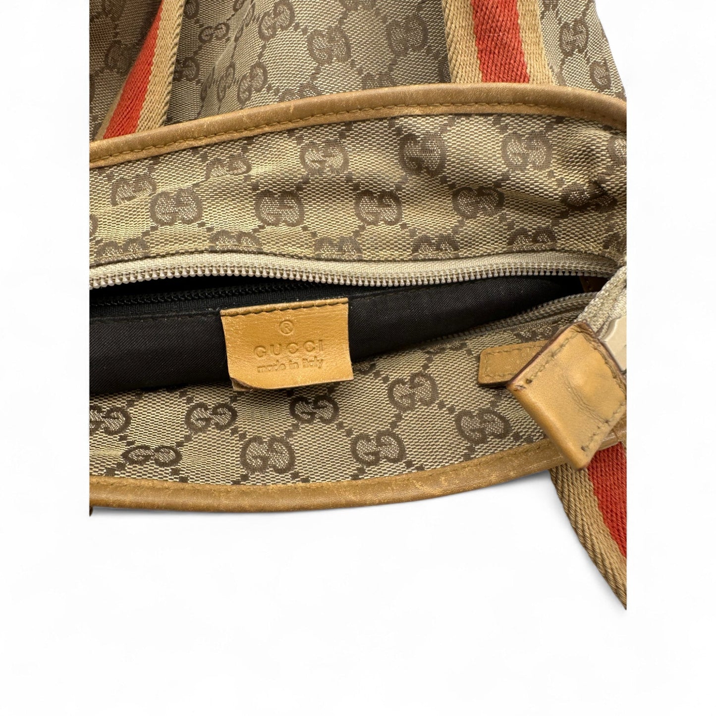 Vintage Gucci Canvas Mini Tote Shoulder Bag in GG Monogram with Mustard Trim - Thanks it's Vintage