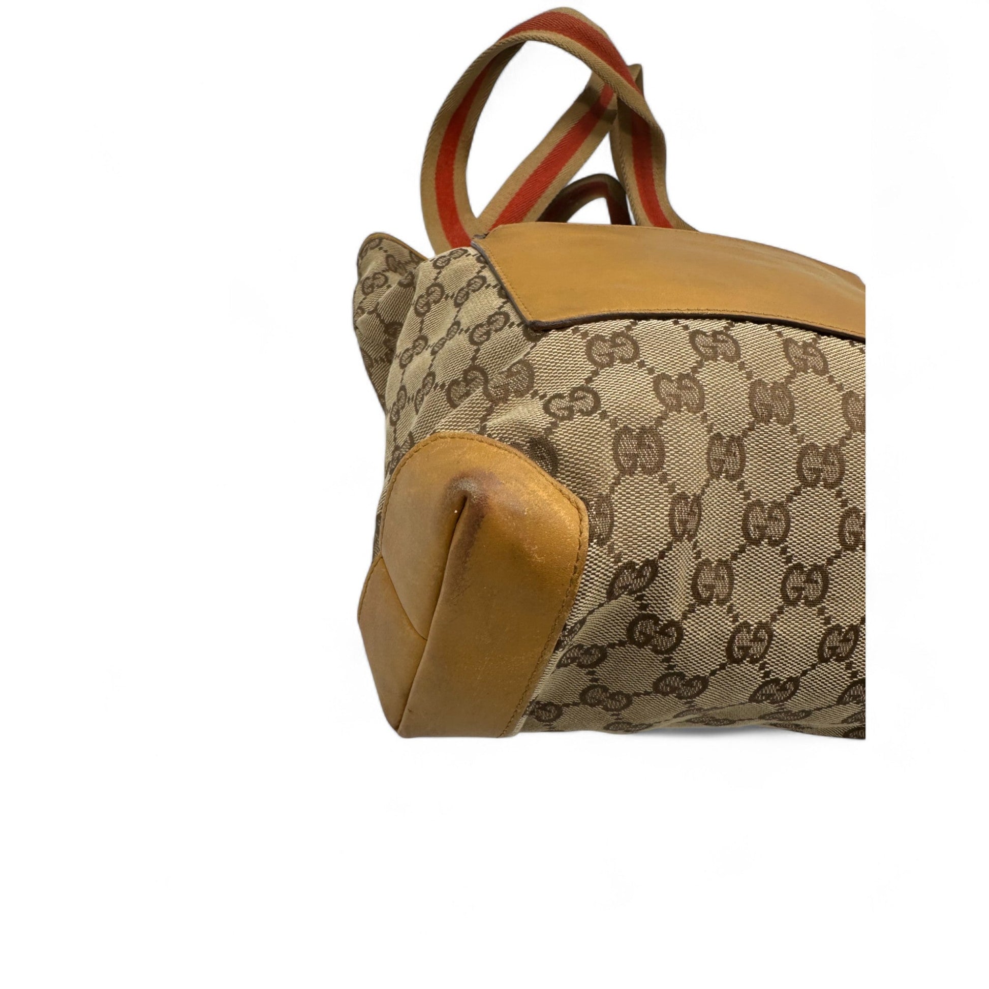 Vintage Gucci Canvas Mini Tote Shoulder Bag in GG Monogram with Mustard Trim - Thanks it's Vintage